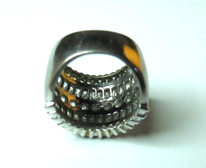 VINTAGE WOMENS W/ STONES 925 STERLING SILVER RP RING SIZE 7 & TOP 18MM WIDE