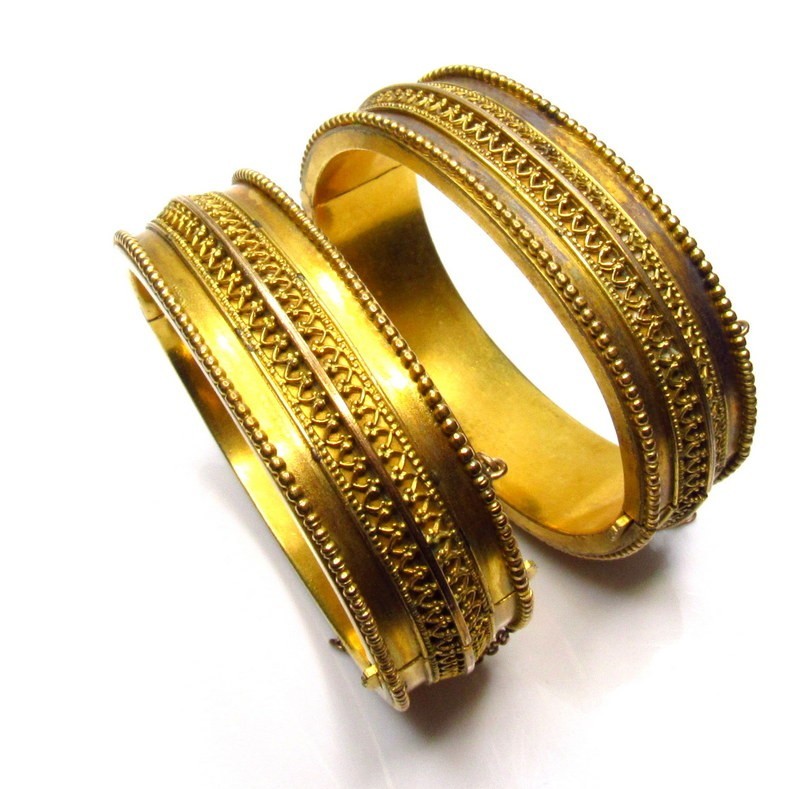 Victorian Gold Filled Etruscan Revival Bracelet Lot of 2 SET