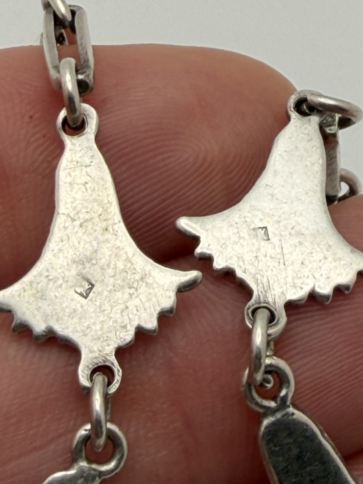 Vintage Egyptian Revival 800 Silver Lotus Pendants And Chain Necklace 18”