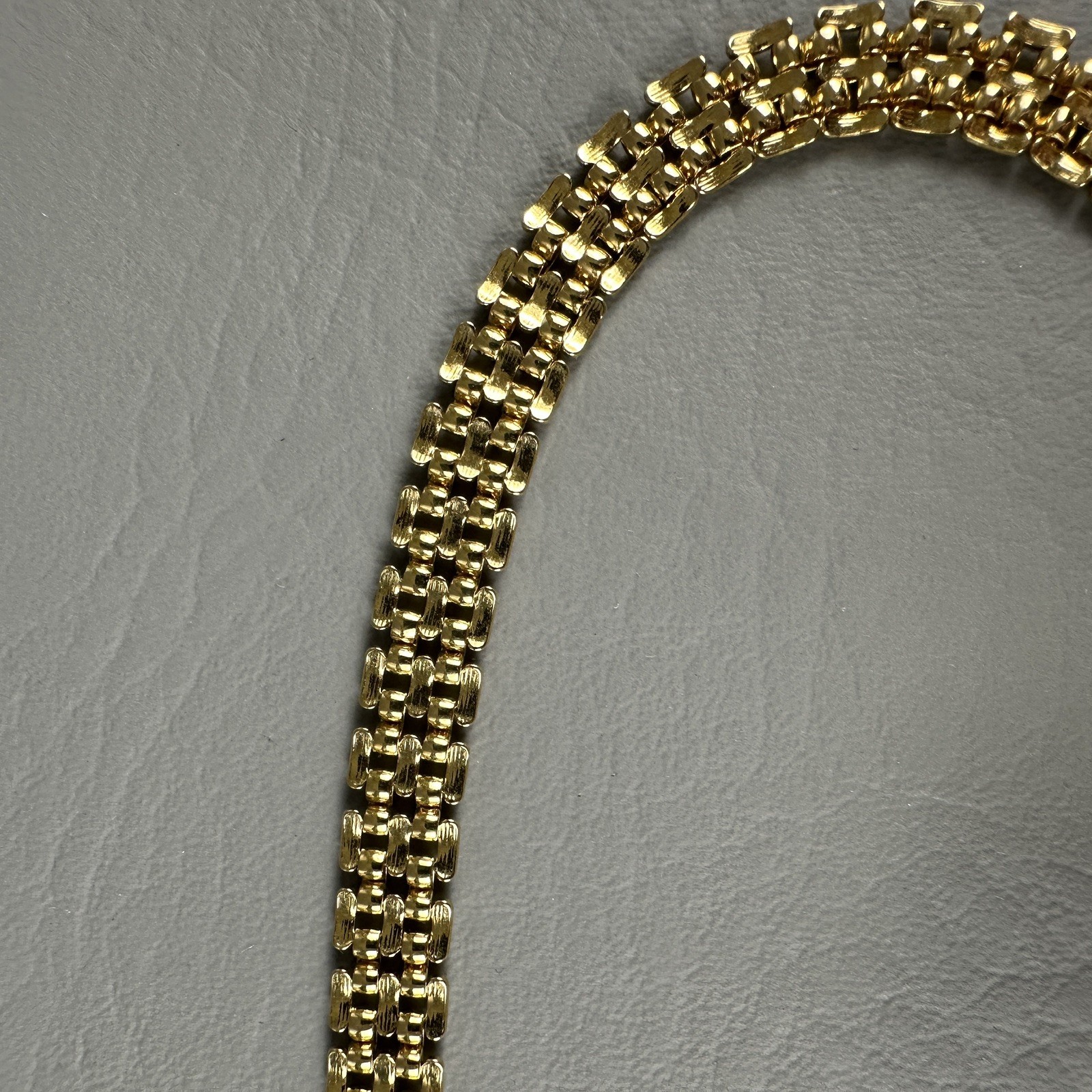 Vintage Mesh Chain Necklace Collar Gold Tone Woven Choker 17″