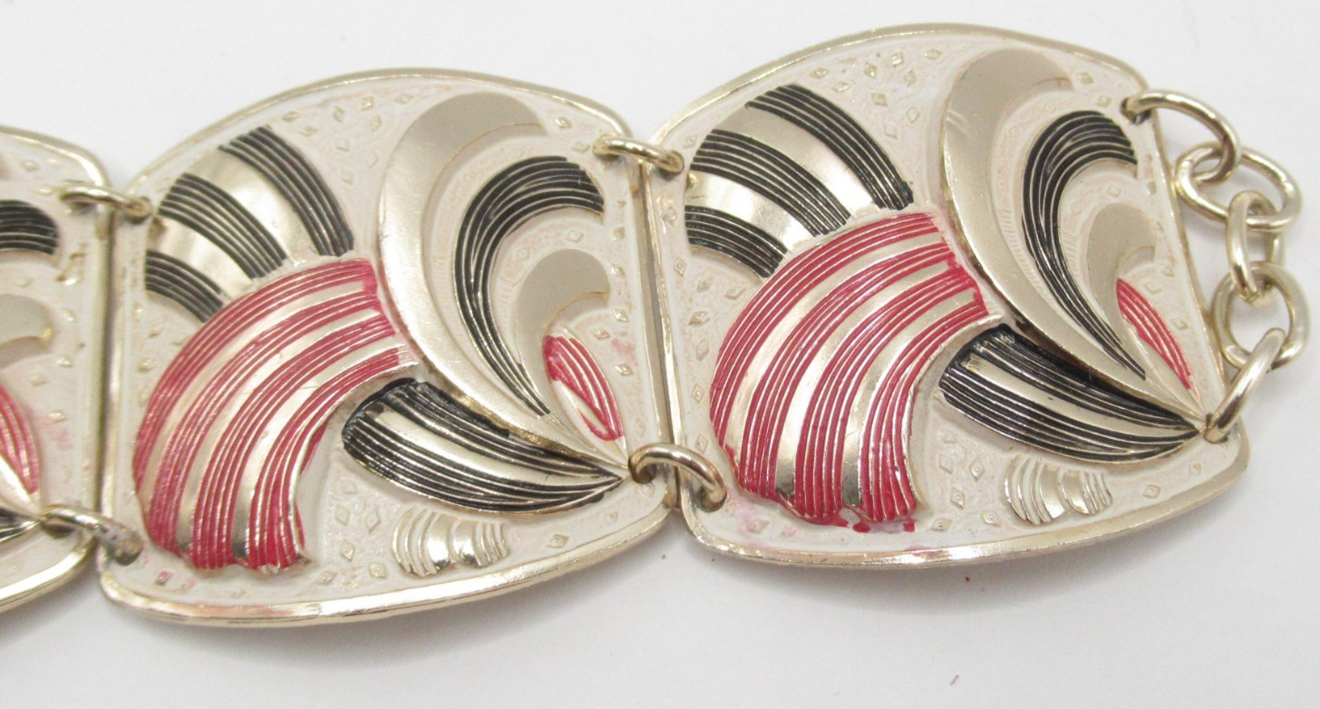 Panel Bracelet Thin Eloxal Aluminum Pink Red Silver Wide Germany