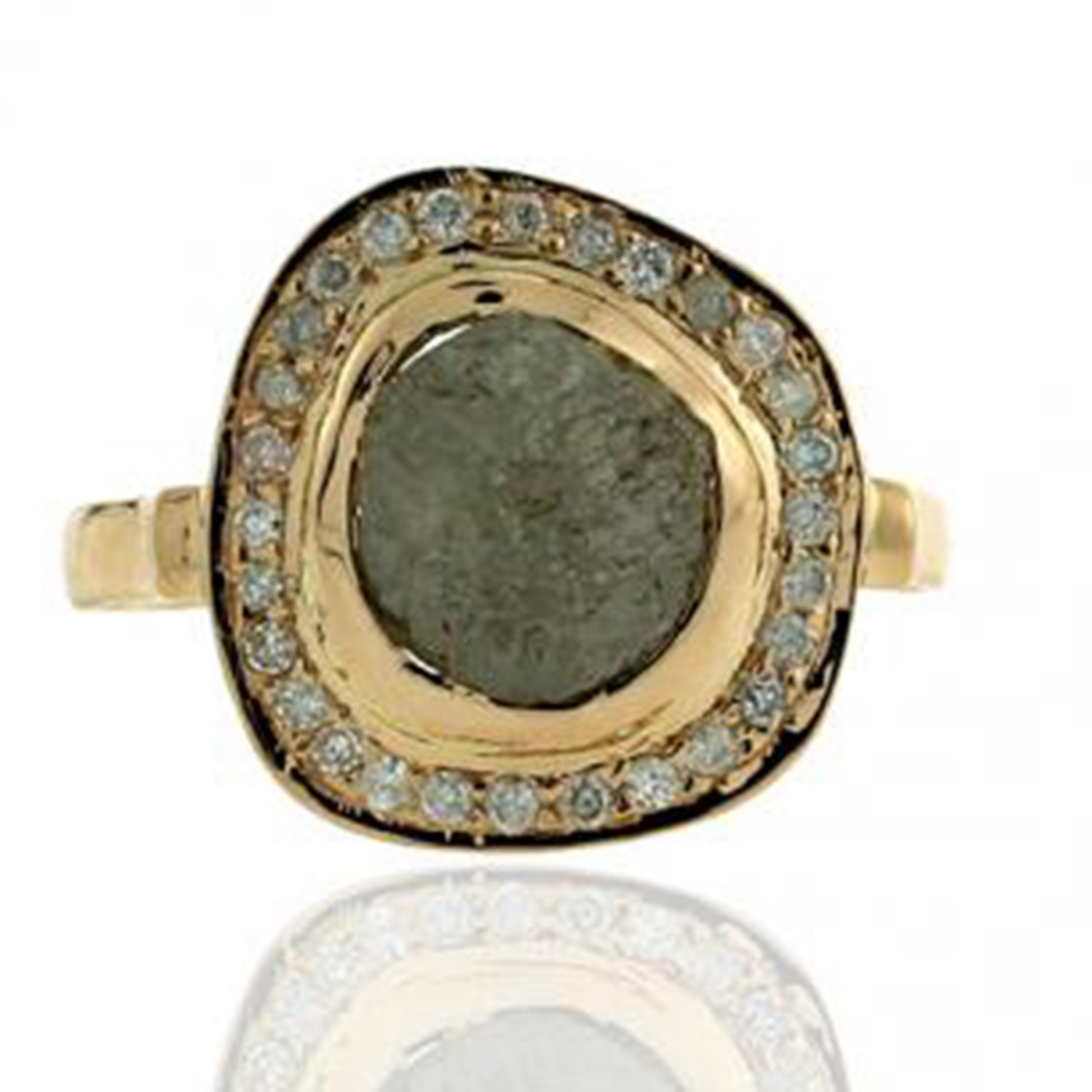 Solid 18K Yellow Gold Real Diamond Antique Ring Women Handmade Jewelry