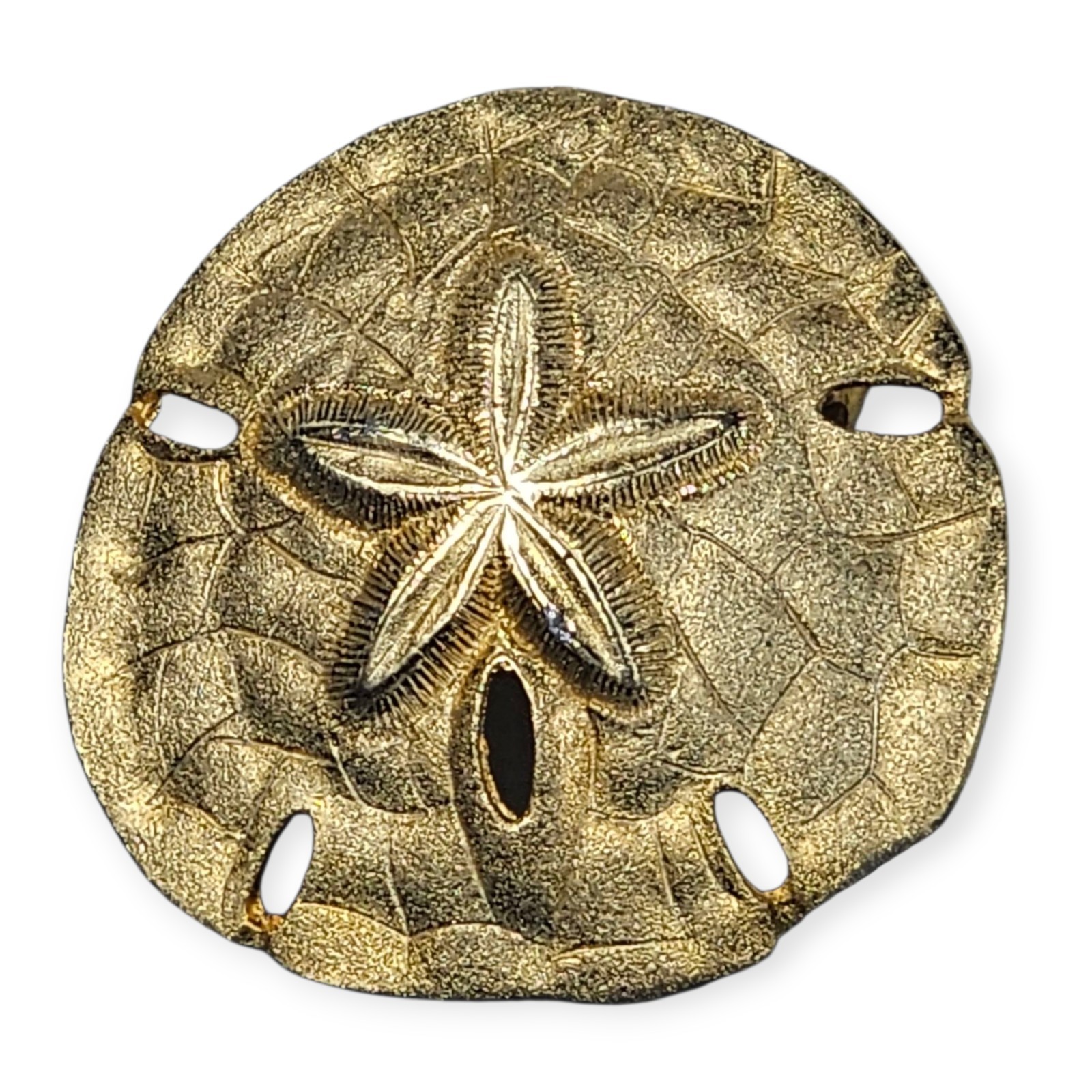 Gold-Tone Sand Dollar Brooch Pin Nautical Beach Jewelry, Coastal Ocean VTG