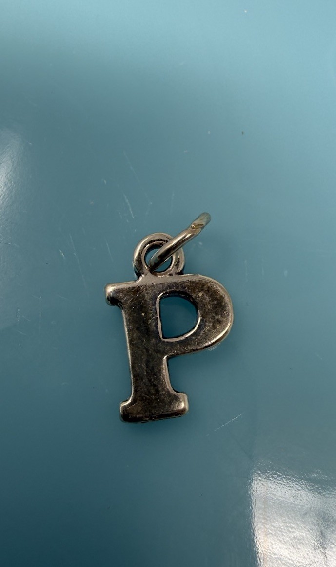 SJC Alphabet Sterling Silver Capital P “P” Letter Initial Charm 1.9g