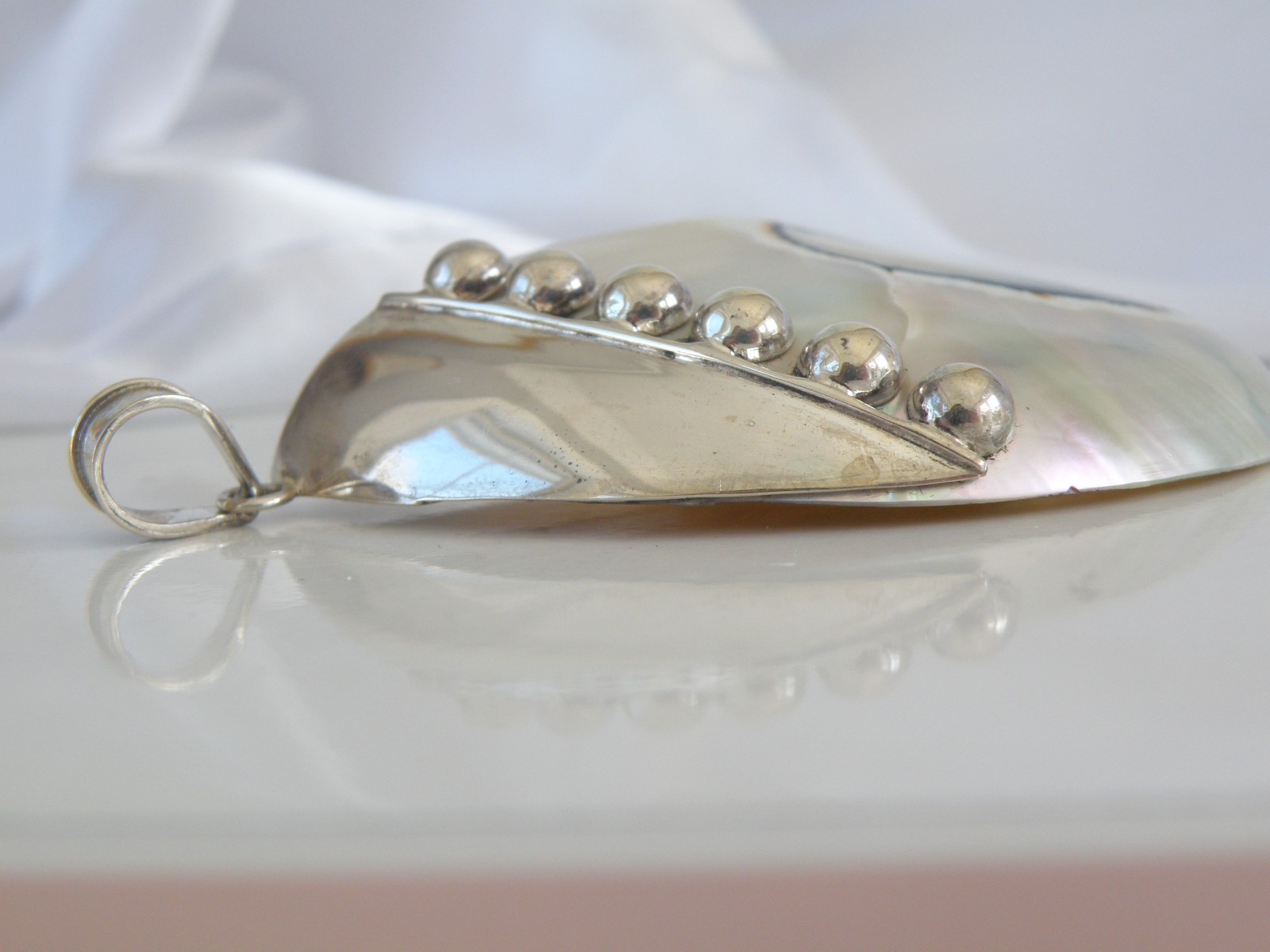 Huge Sterling Silver 925 Nautilus Shell Statement Pendant