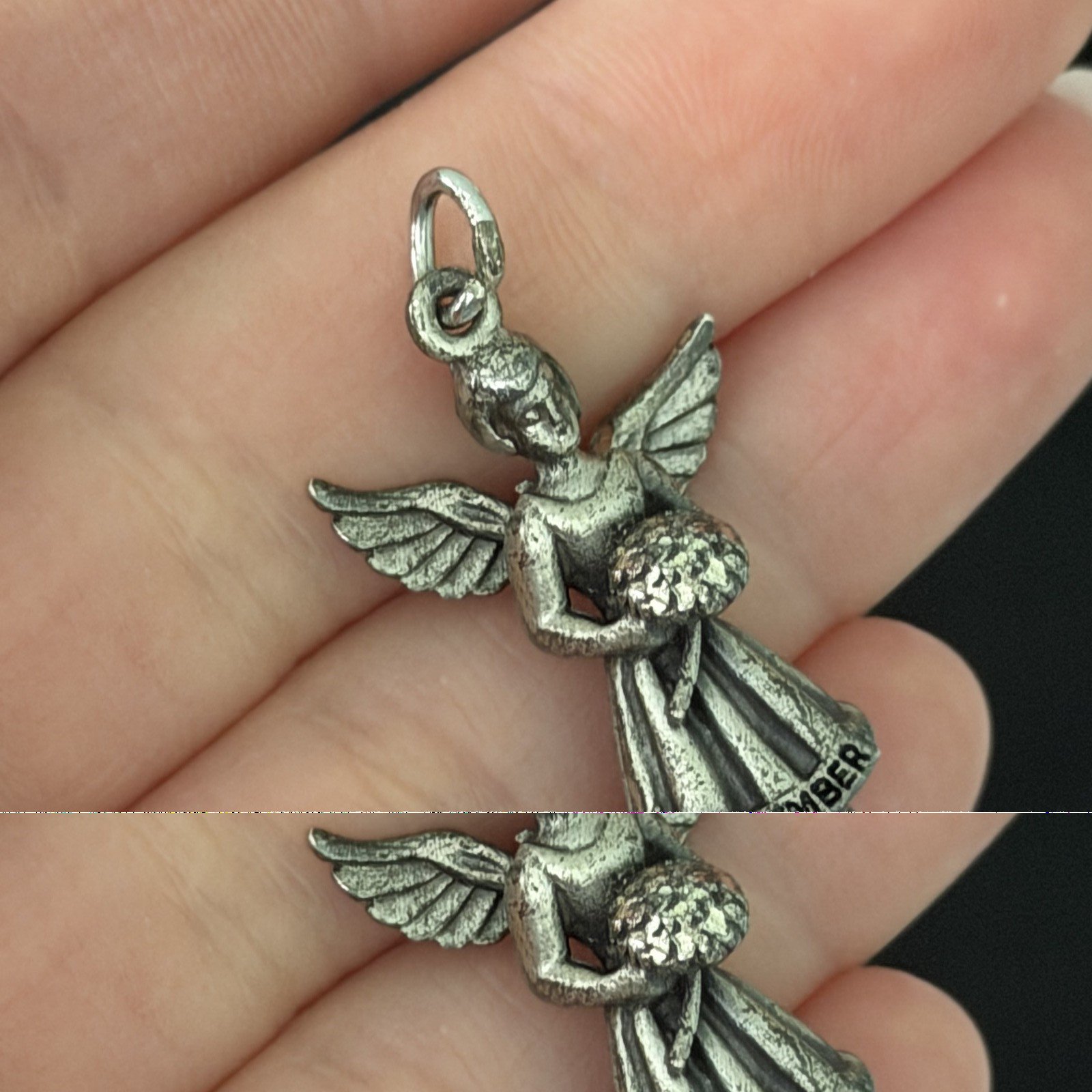 Vintage Hayward 925 Sterling Silver November Guardian Angel 3D Charm Pendant