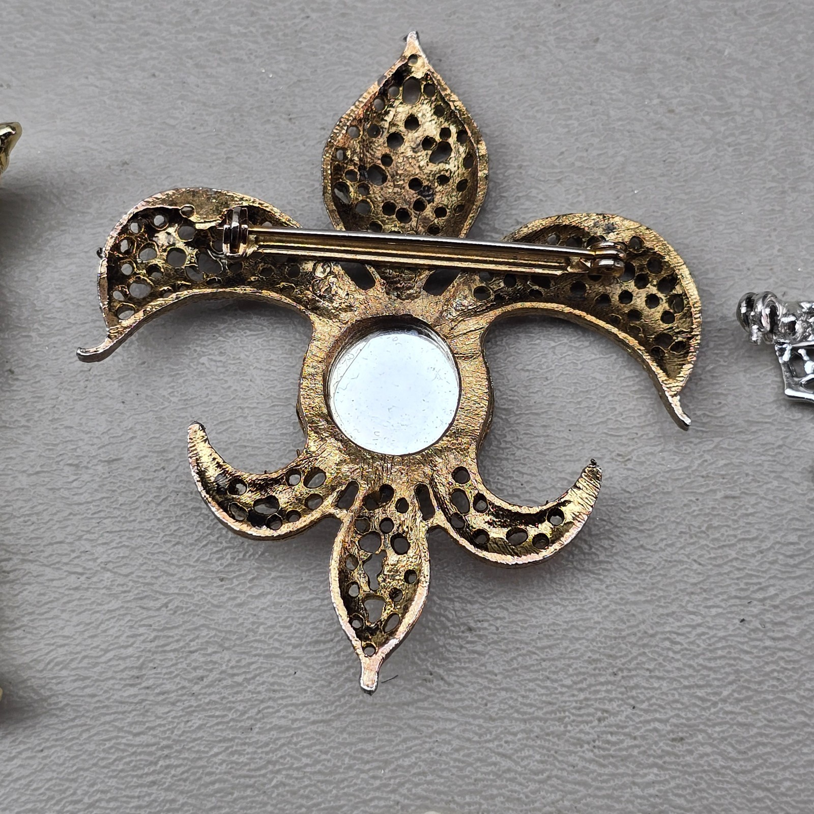 Vintage Rhinestone Brooch Lot Butterfly Leaf Fleur De Lis