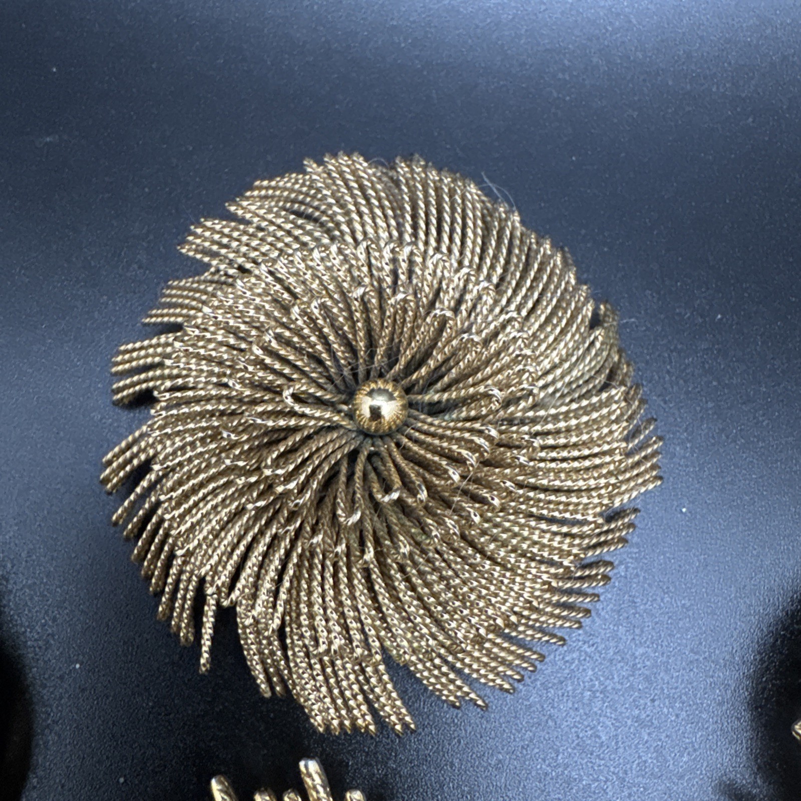 Vintage Monet Brooch Lot Gold Tone Textured Swirl Ribbon Knot Pins 4pc Signed