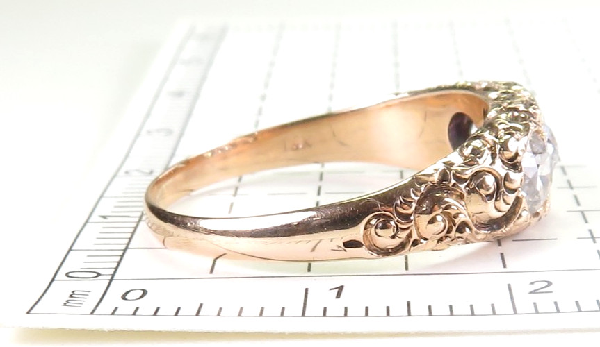 Antique 1920’s European Diamond Engagement Ring 10K Rose Gold 9 UK-R1/2 EGL USA