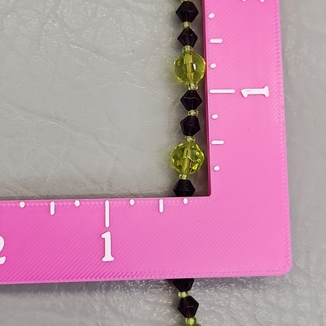 Vintage Glass Beaded Necklace Green Black Bicone 23″