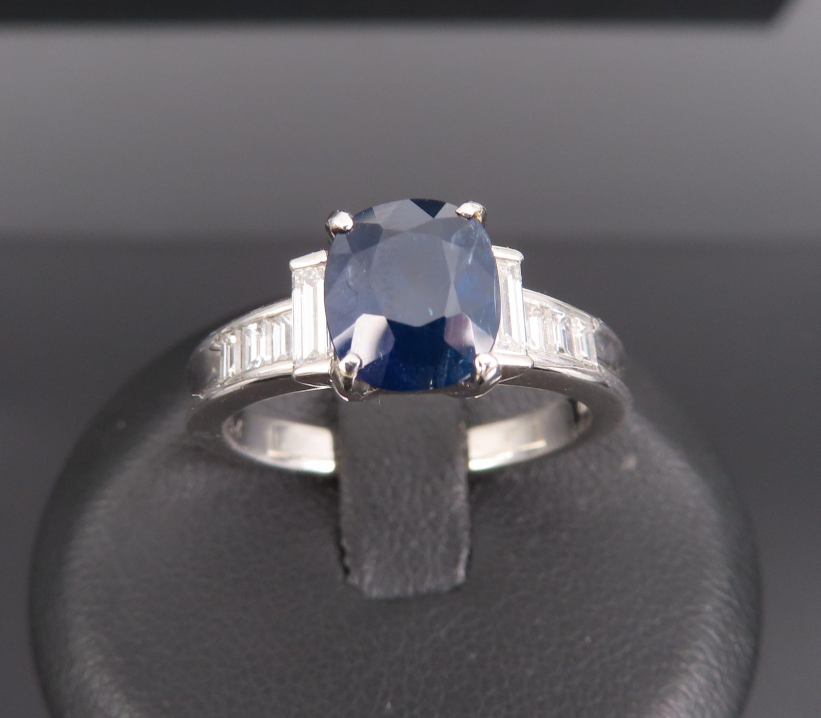 1.89ct GIA Burma No Heat Blue Sapphire & 0.54ct Diamond Platinum Ring Size 7.5
