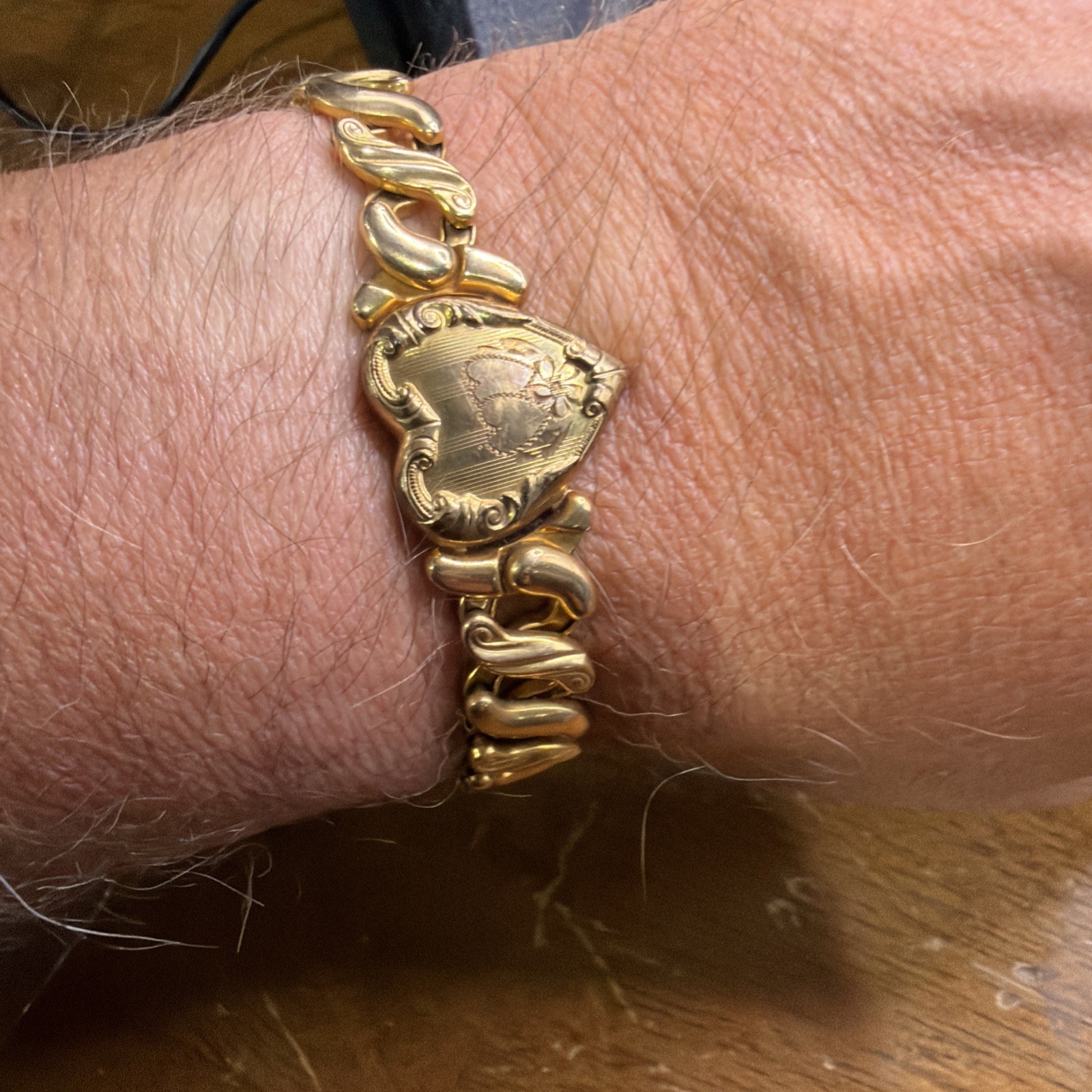 Vintage 1943 Speidel Made Phoenix HEART Expansion Bracelet 5″-7 1/4″ Excellent