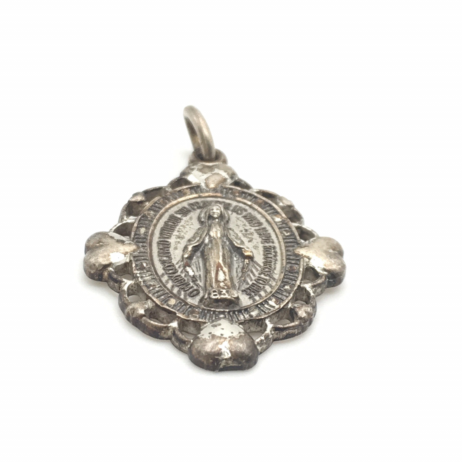 Vintage Sterling Silver CREED Miraculous Mary 1830 Charm Marked Sterling 3g #40