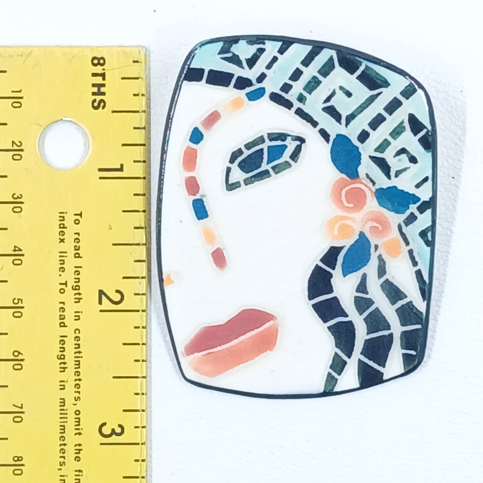 Sarmite Rakhlin Hand-Painted Porcelain Brooch • Art Deco Woman Portrait • Studio