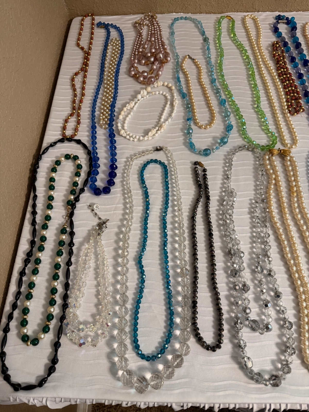 Vintage Jewelry Lot -30 Glass, Crystal, Beaded Strand Necklaces -Ready to Wear