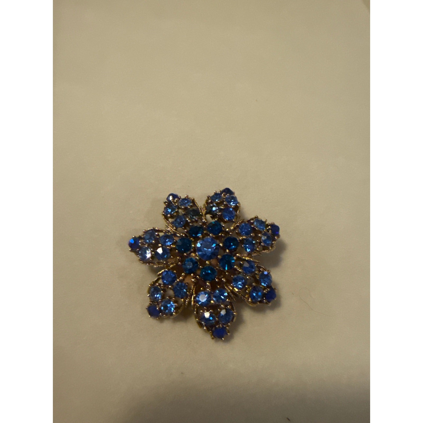 Vintage Austrian Blue Rhinestone Starburst Brooch