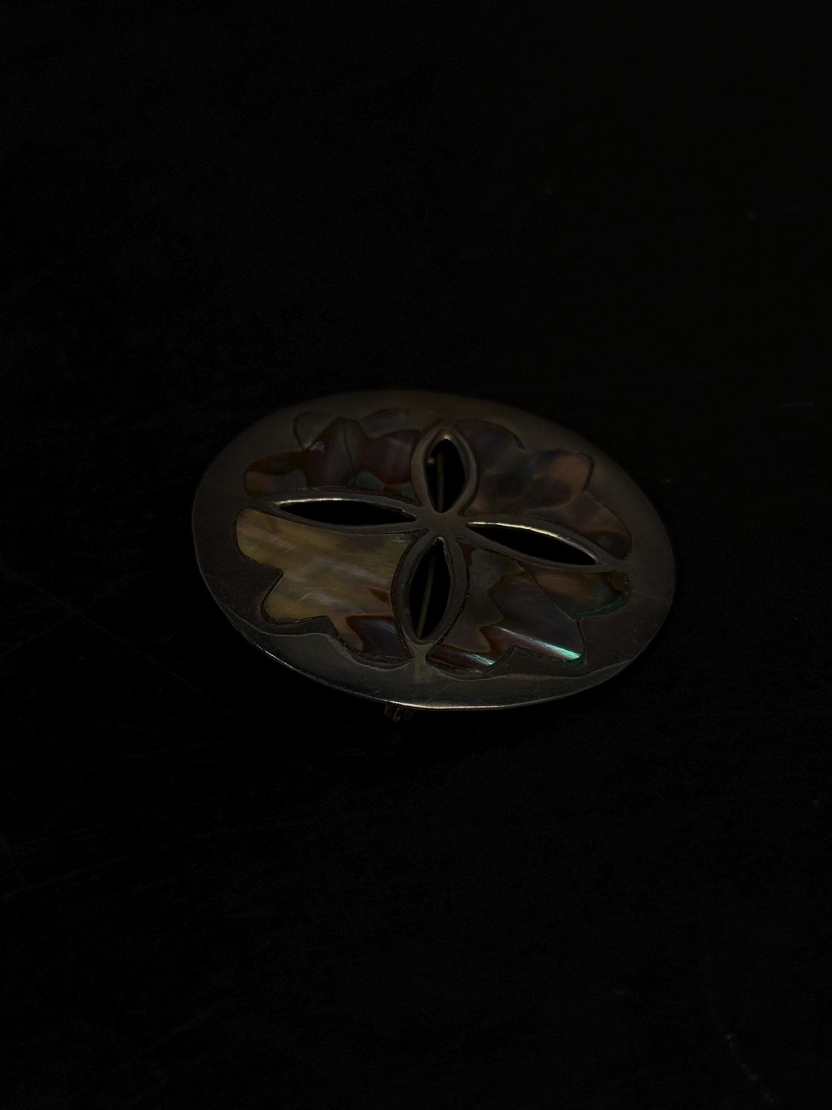 Taxco EMI Sterling Silver Abalone Sand Dollar Brooch Pendant Mexico