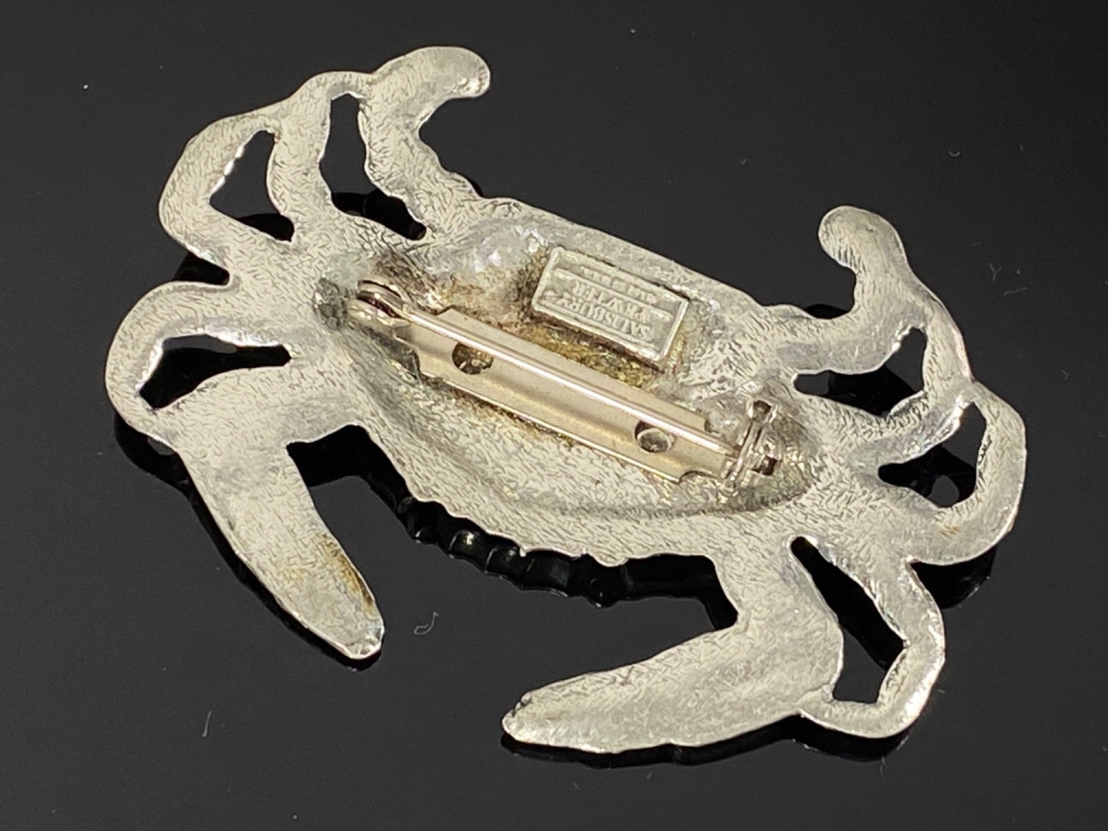SALISBURY PEWTER CRAB Pin Brooch Made in USA Vintage