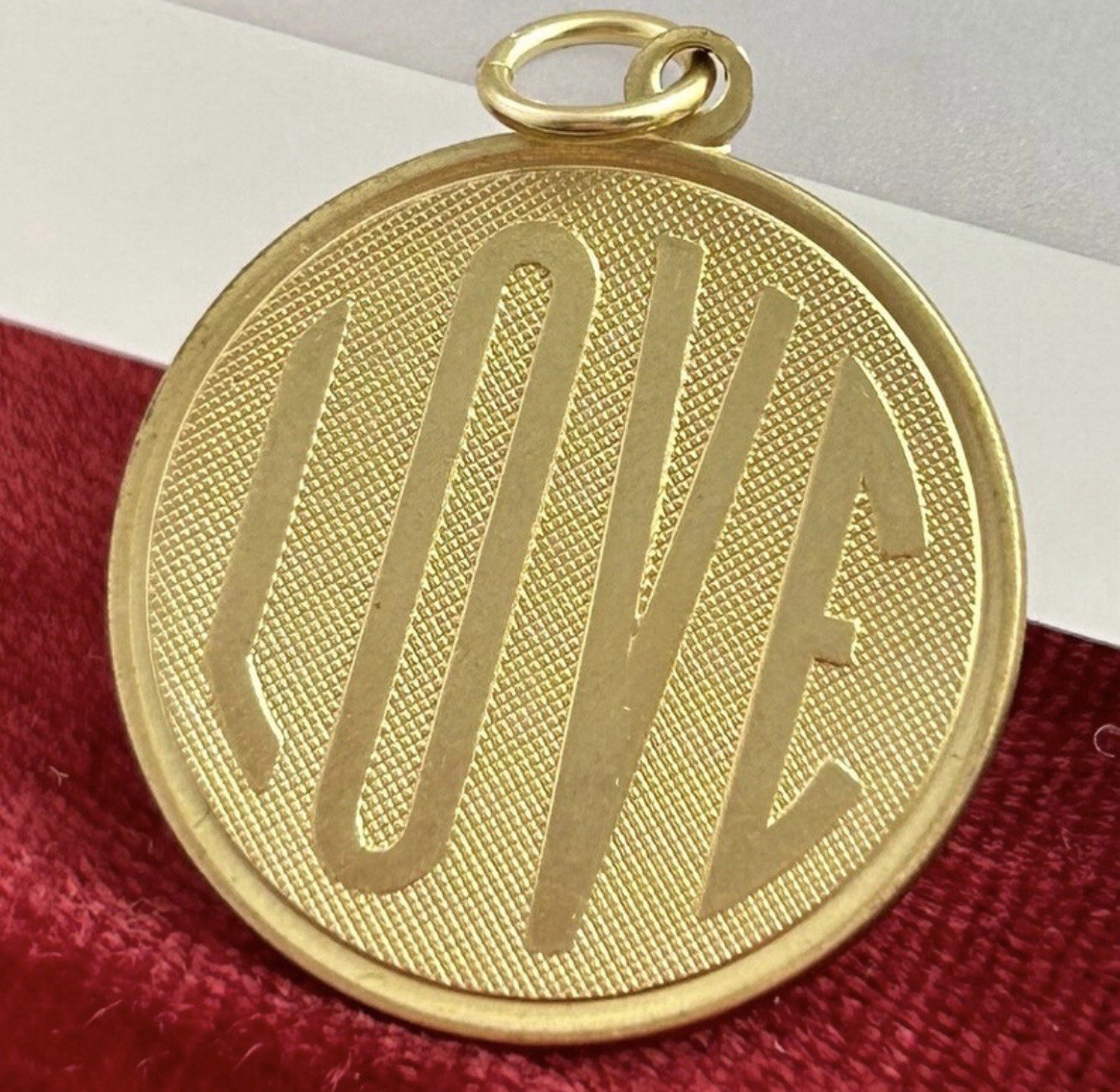 Vintage Charm LOVE Medallion Pendant Brass Metal Jewelry Gift For Women