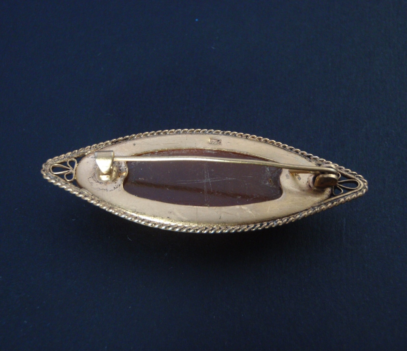 1960 AMBER Vintage Brooch Art Deco Pin Antique Handmade Gold Plated Original 100