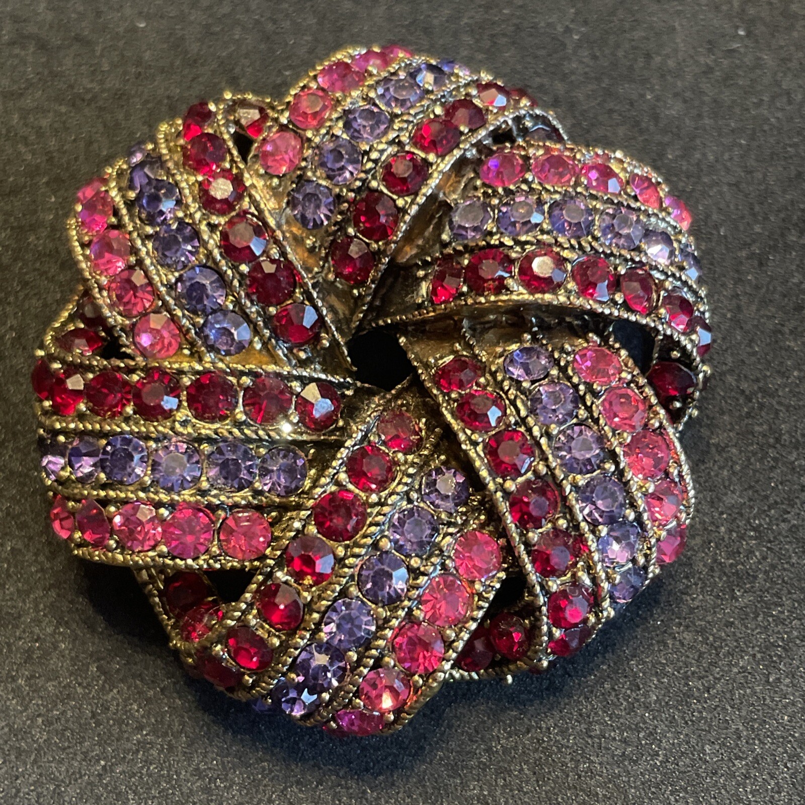 MINT Vintage Monet Signed Red Purple Pink Sparkling Rhinestones Brooch U13