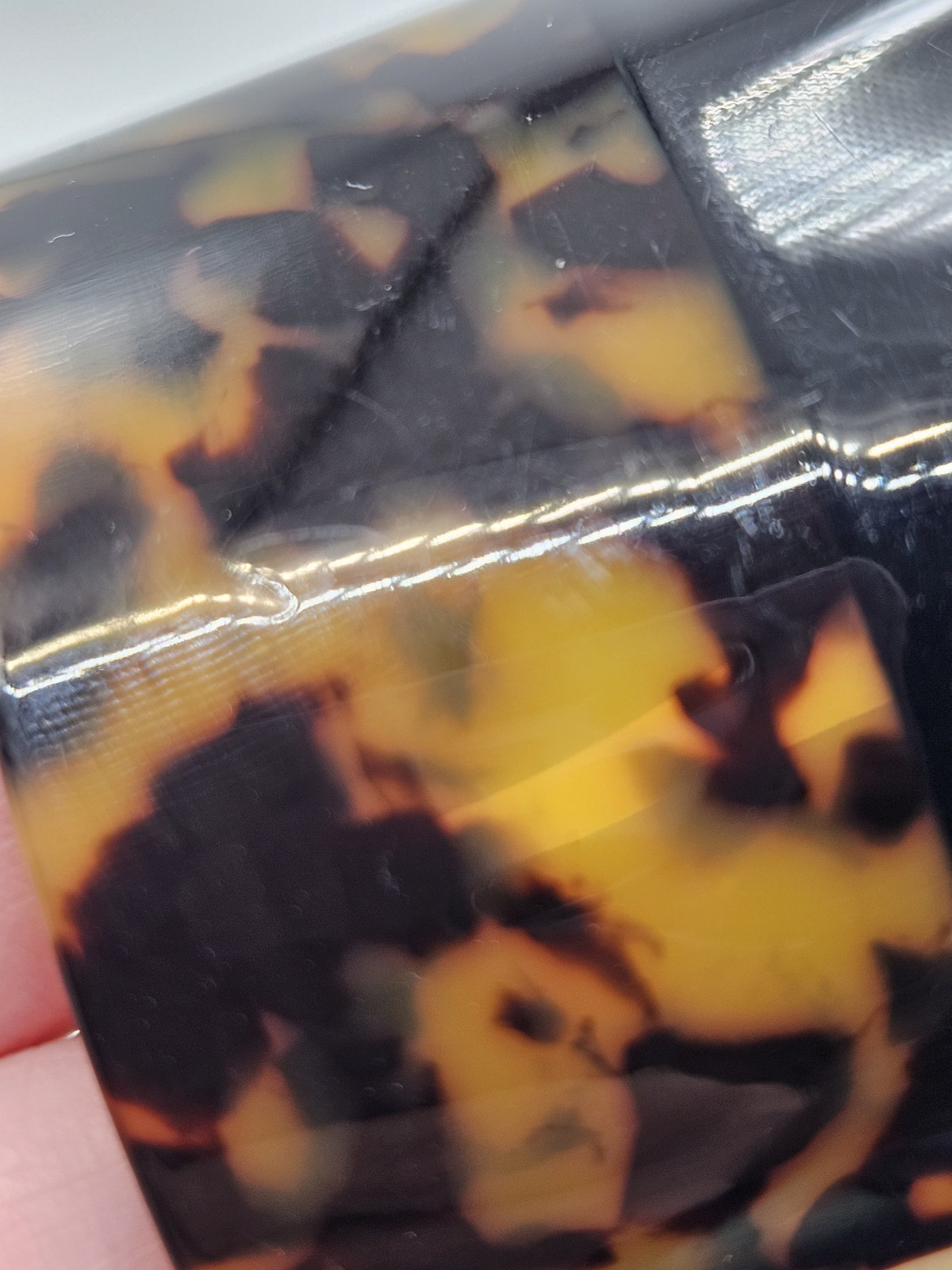 Vintage Faux Tortoise Shell Plastic Acrylic Wide Cuff Bracelet