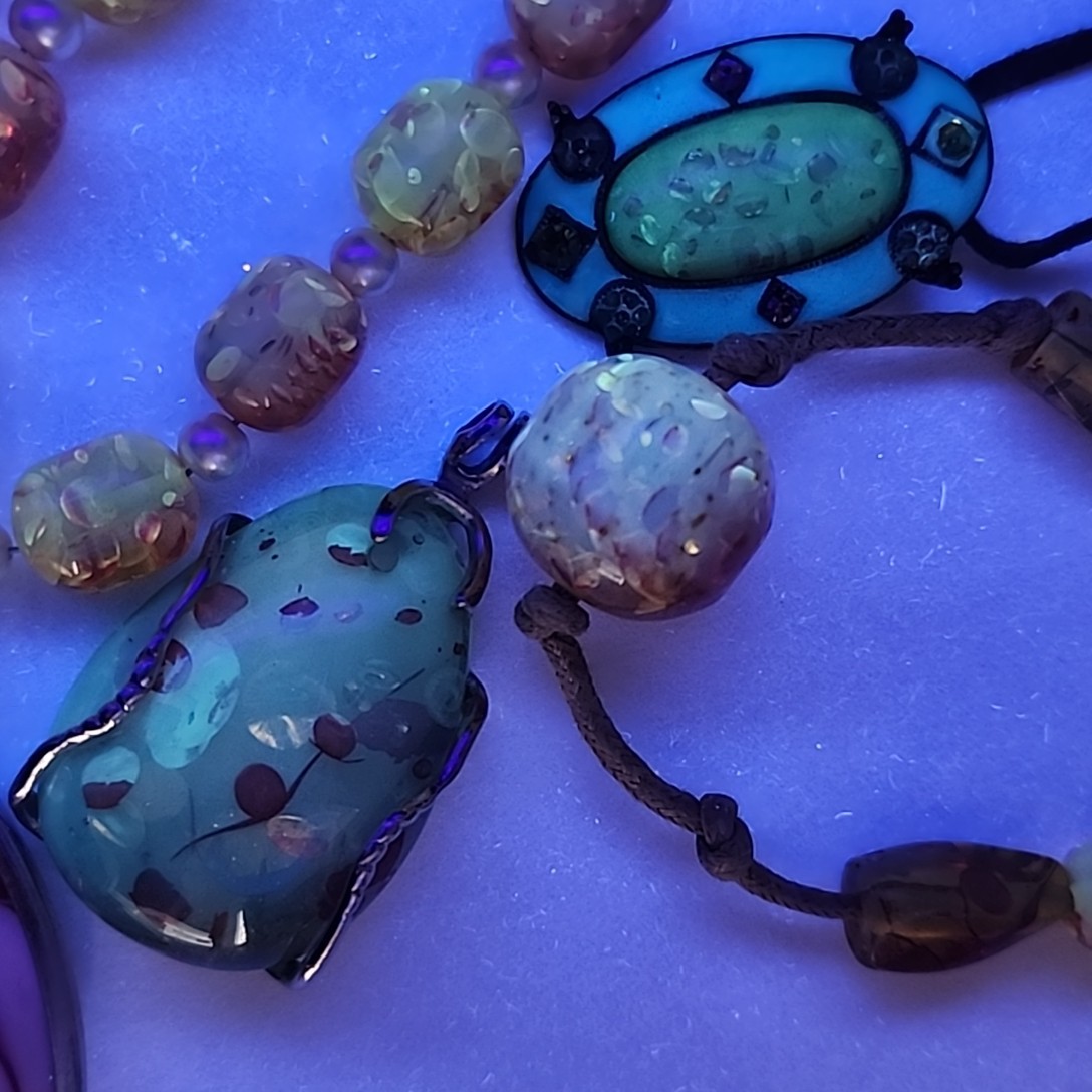 Faux Amber Necklace Lot of 6 Pendants Beads