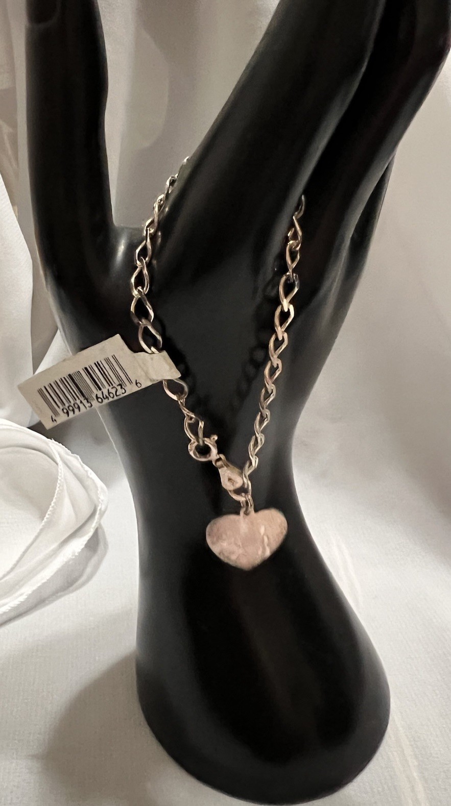 6 & 3/4″ ITALY Sterling Silver HEART Starter CHARM BRACELET Vintage w/ Tag