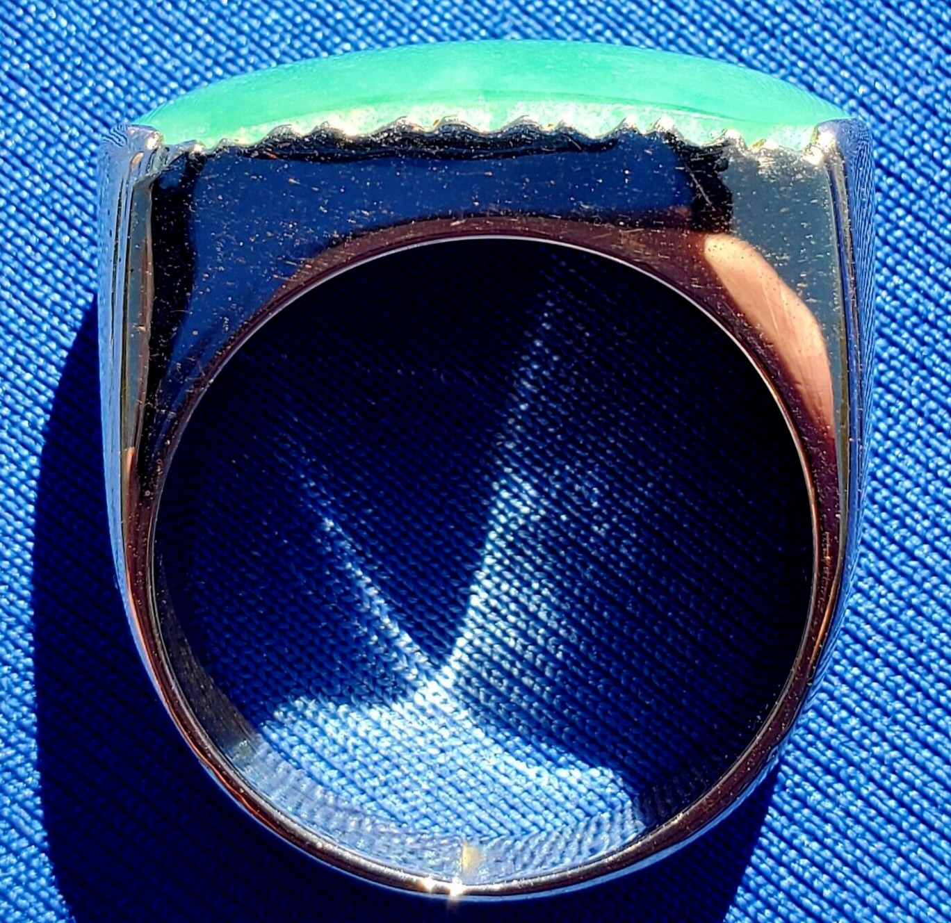 EARTH MINED Green Jadeite JADE Deco Ring Antique Solid 18K GOLD Size 8.75