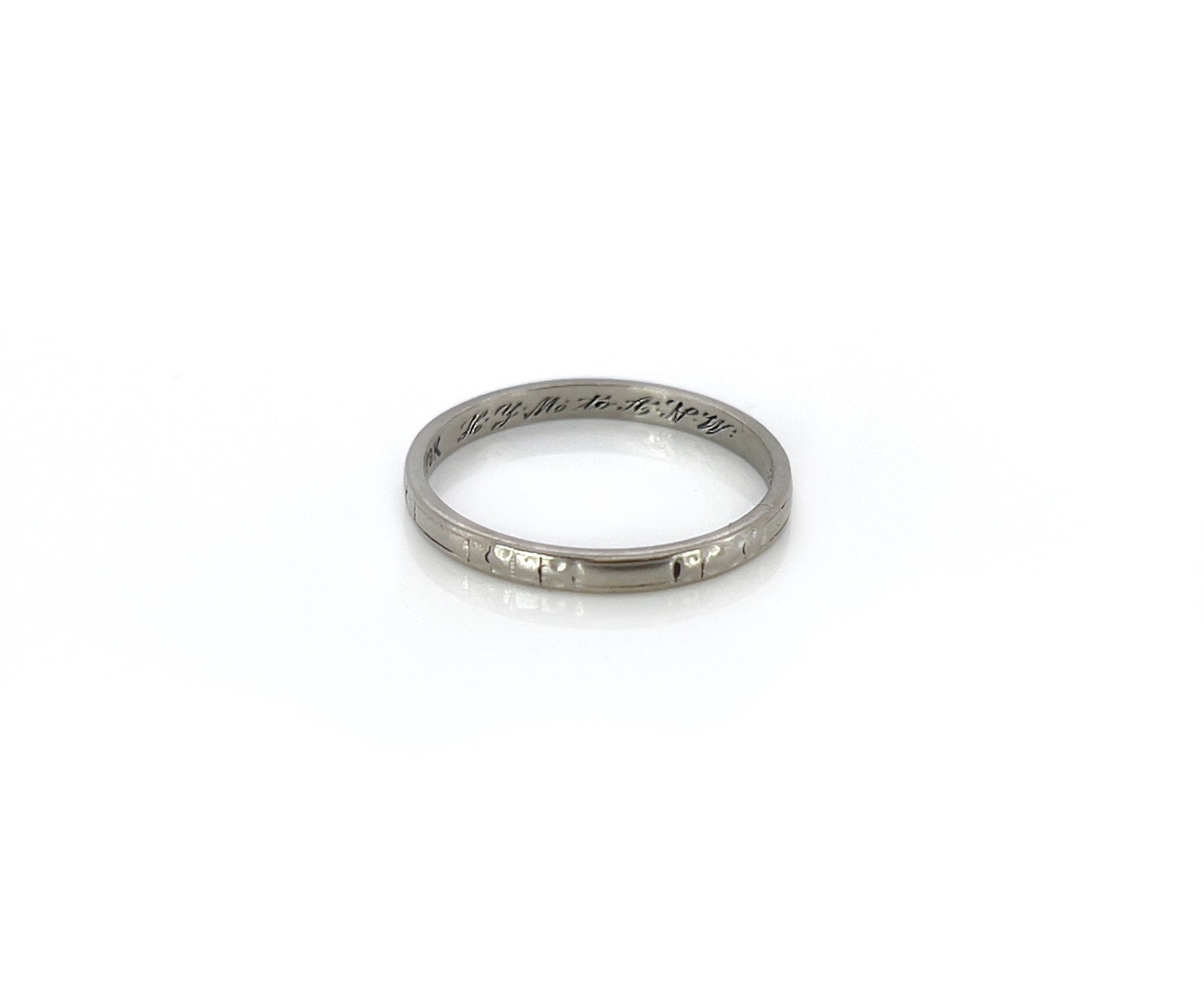 Art Deco Floral Eternity Ring, H.Y.M. to A.N.W 3/11/34, Size 5.75