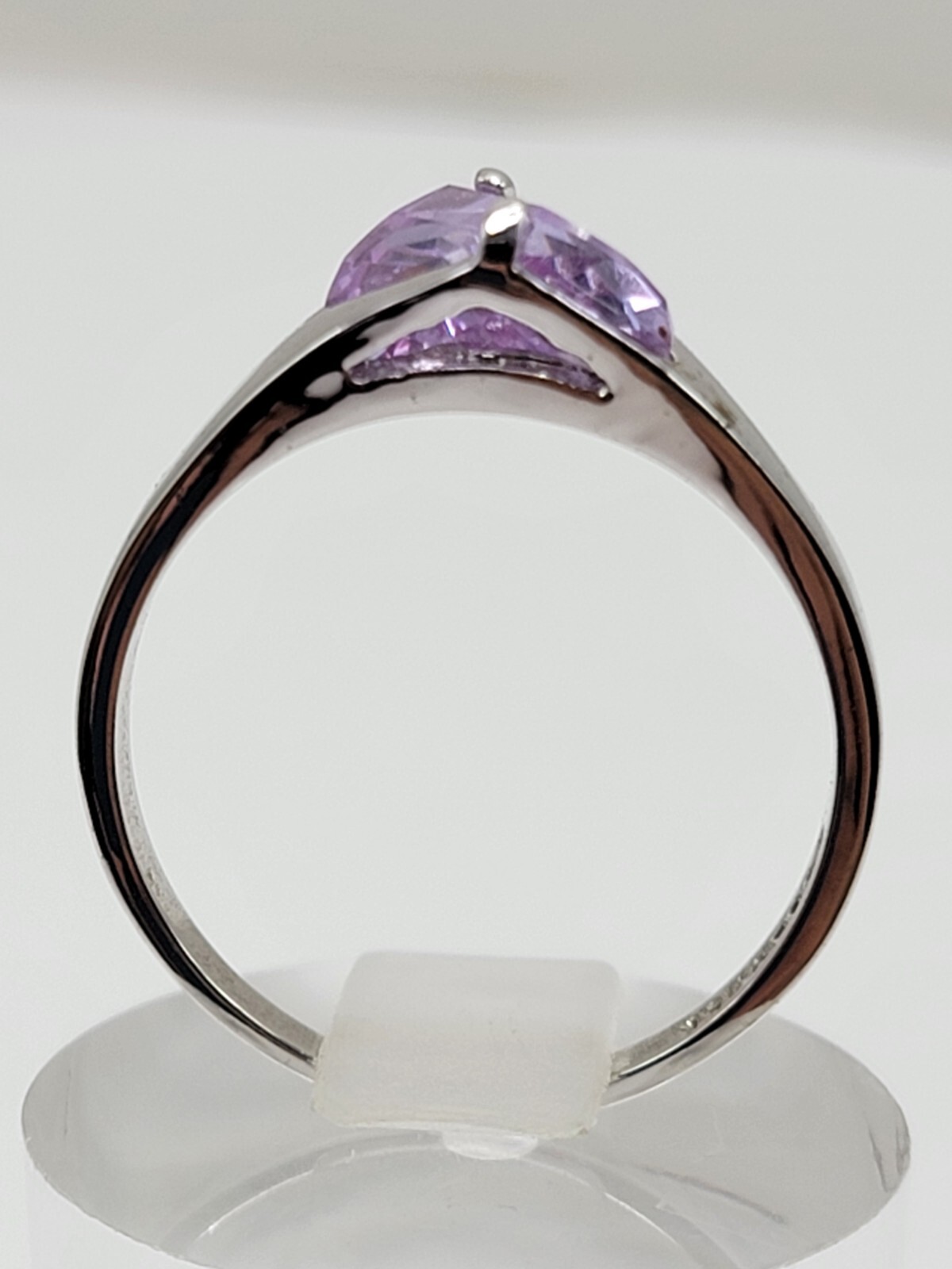 18K Gold Filled Purple Gemstone Ring Modern Statement Silver Tone Band