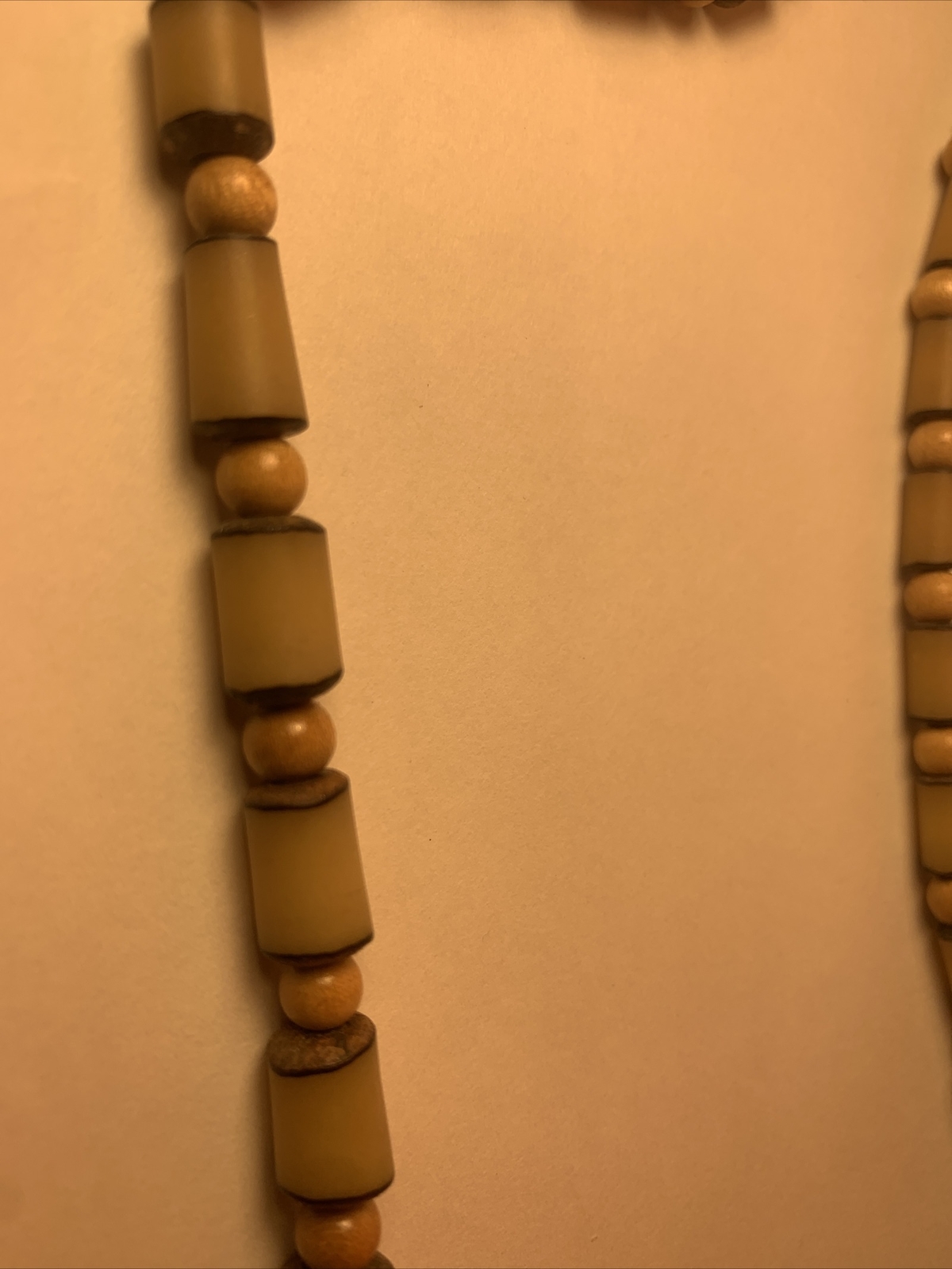 Wood Bead & Ceramic Necklace 22”