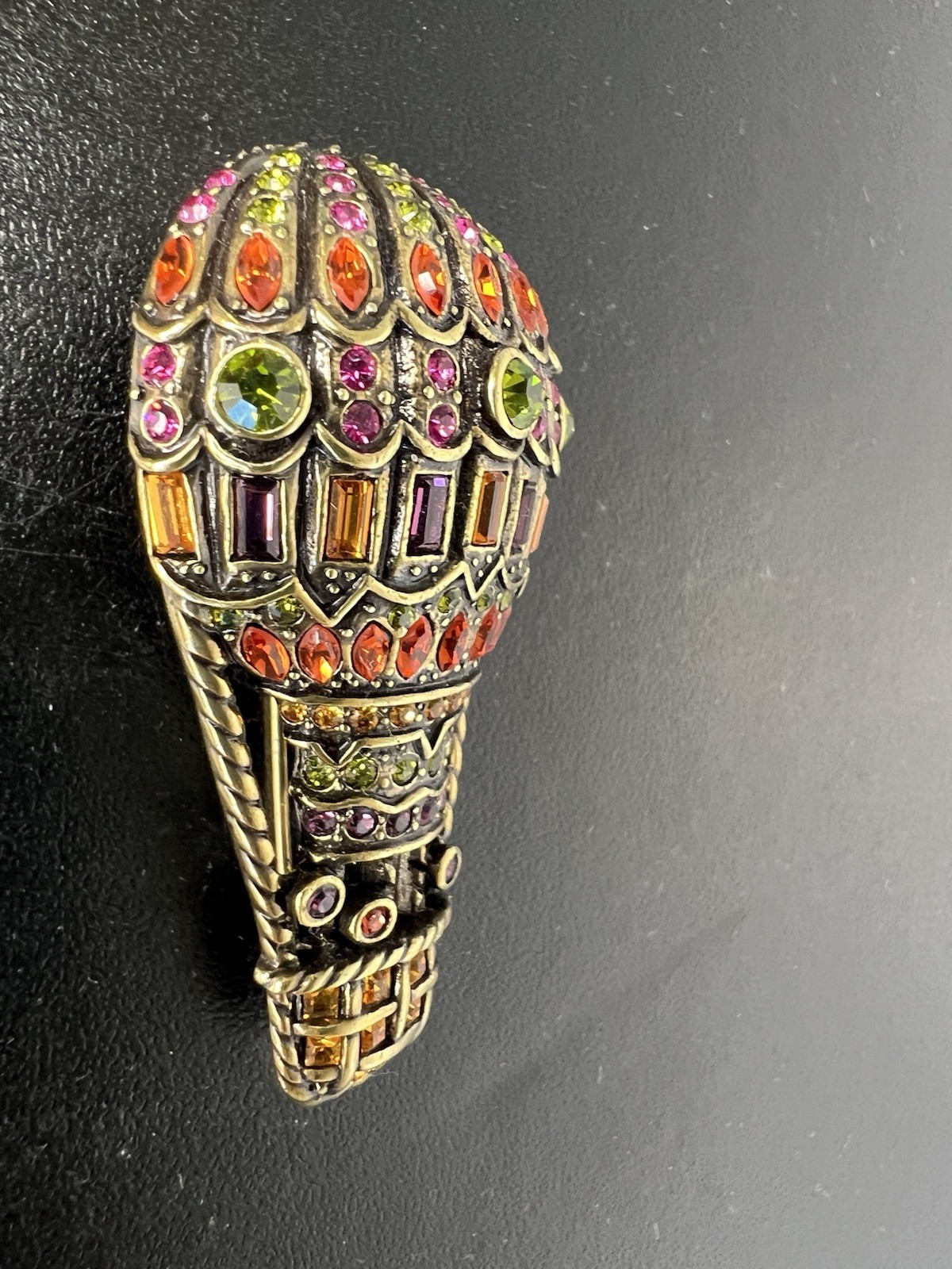 Heidi Daus Full of Hot Air Balloon Signed Brooch Pin 2.25” HSN Swarovski Crystal