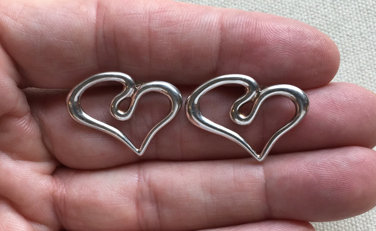 Heart Swirl Ribbon Earrings Sterling Steampunk Retro Modern Abstract OOAK 1″