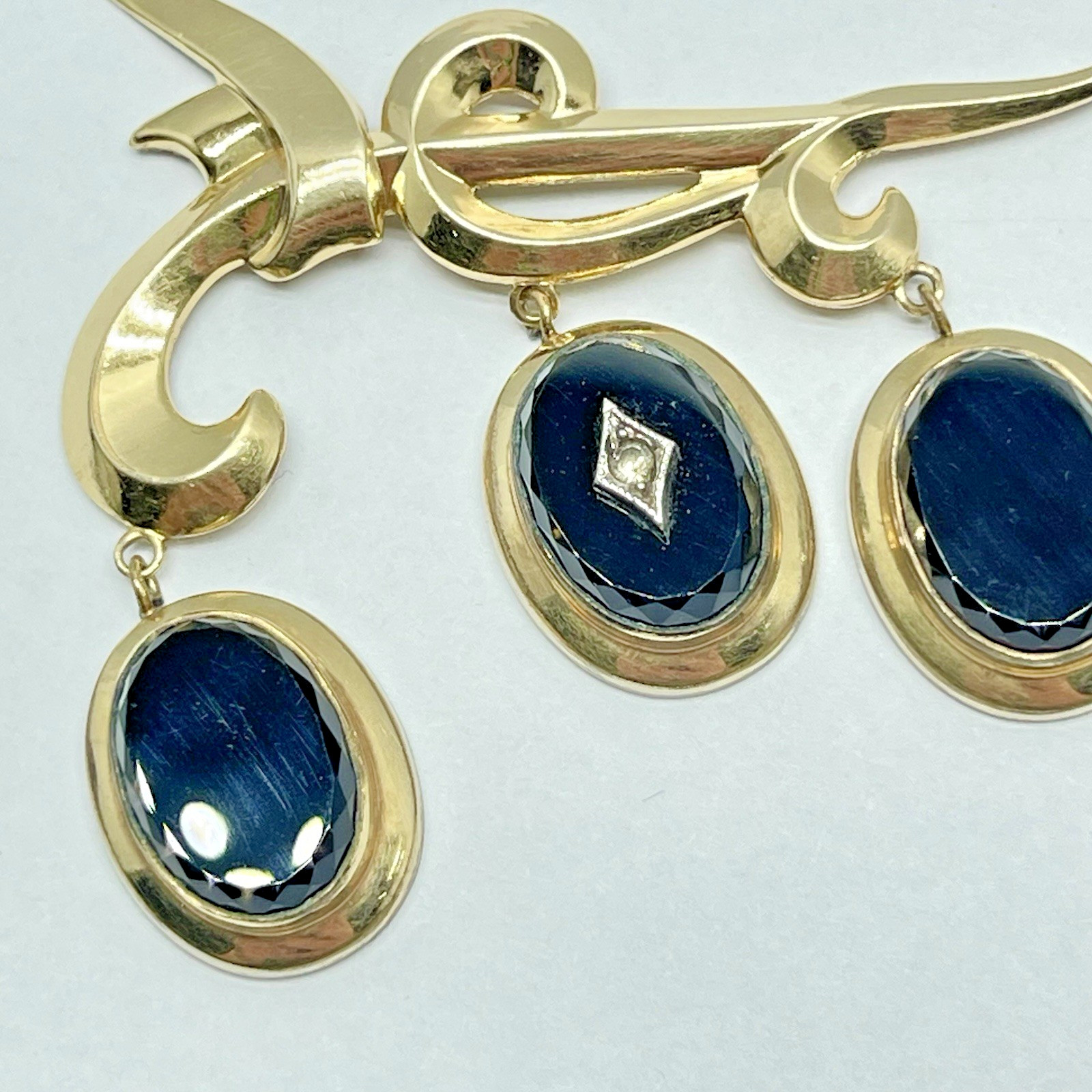 Vtg. CM 1/20 12KT GF Jewelry Set Necklace, Bracelet & Earrings Black Glass -MC