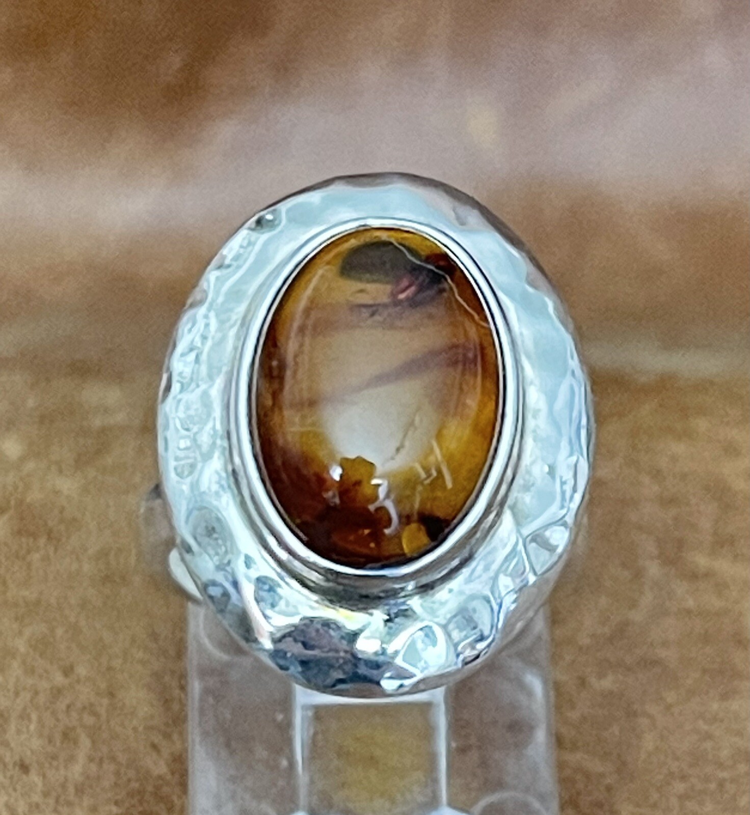 Mexican Designer Dominique Dinouart DDD Sterling Honey Amber Band Ring Size 6.25