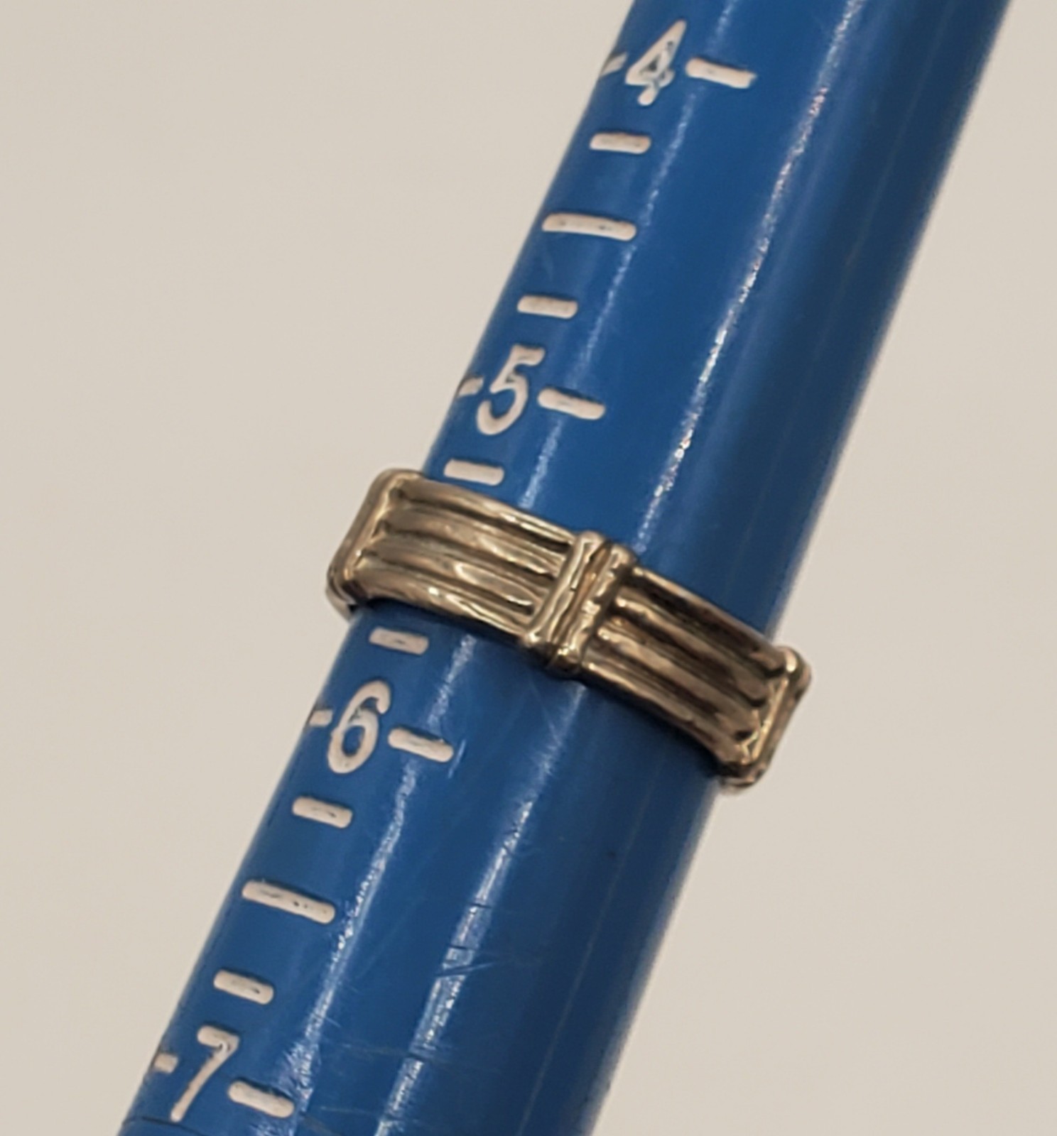 925 Ribbed Band Ring Sz 5.5 Sterling Silver 3g Unisex Bamboo Pinky Stacked Look