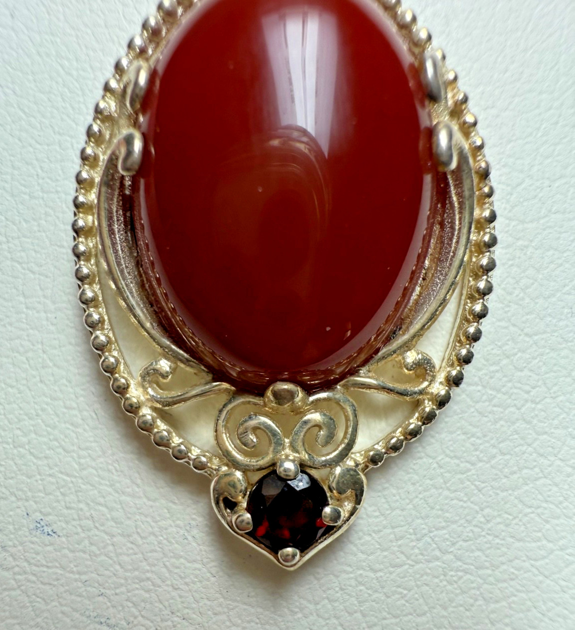VTG Kit Heath Sterling Silver Butterfly Necklace Earrings Set Red Cabochon 925