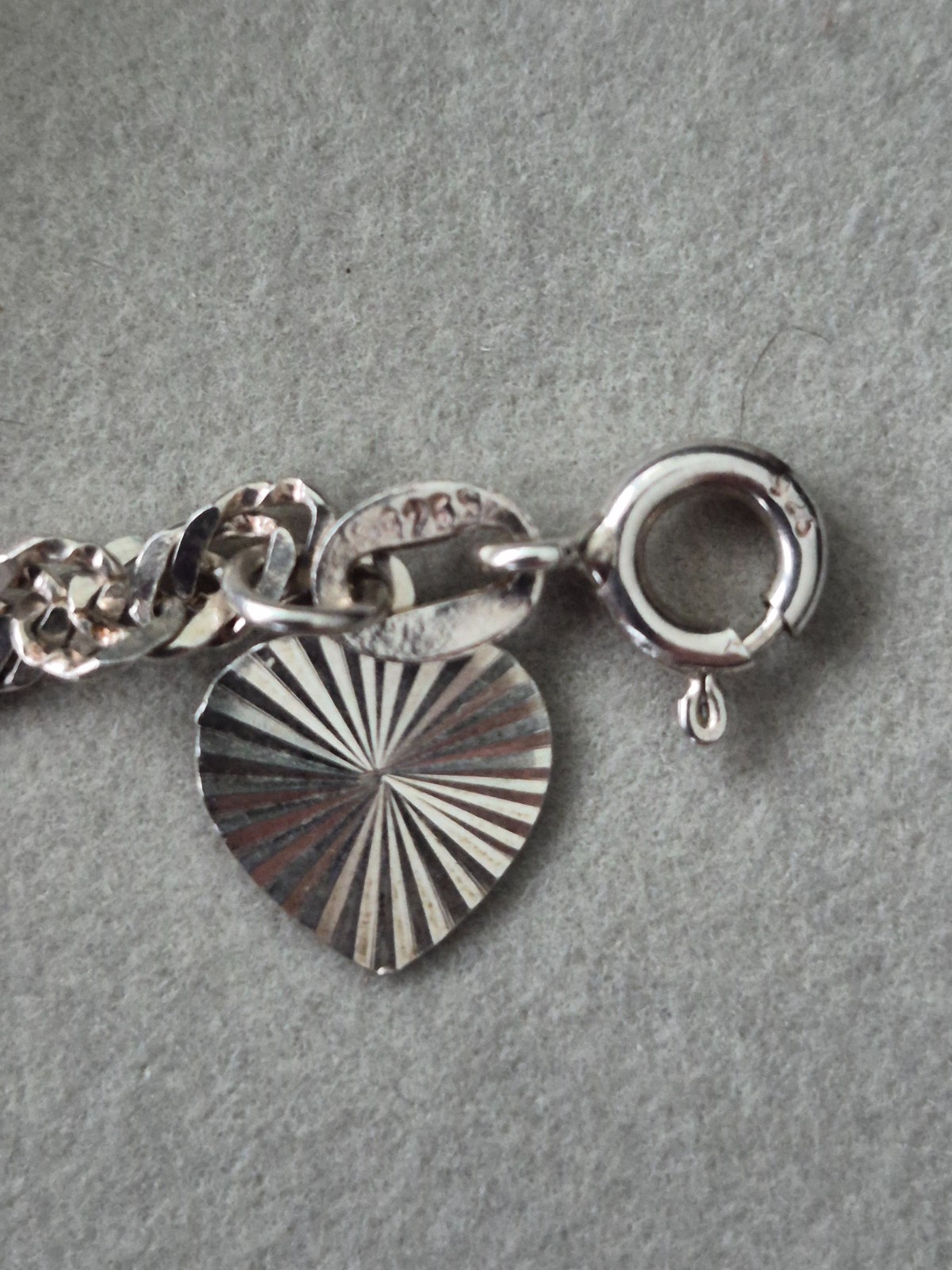 Vintage Sterling Silver 925 Twisted Chain Bracelet with fan charm 7.5″ 3.3g
