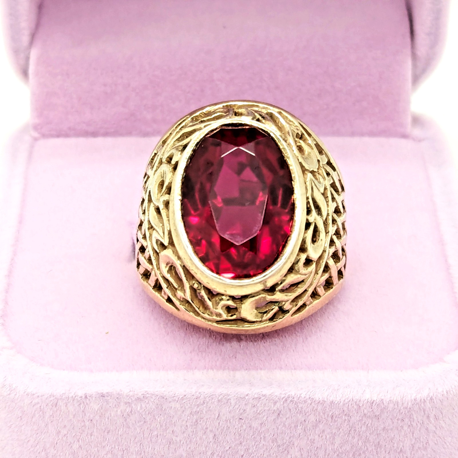 Vintage Soviet RING Silver⭐️875 stamp Star USSR with Bright Ruby -size: 8US | #8