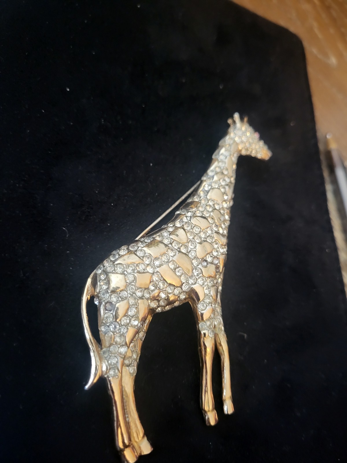 Vtg Signed Coro??GIRAFFE BROOCH Gold Tone Vintage Book piece Missing 4 Stones