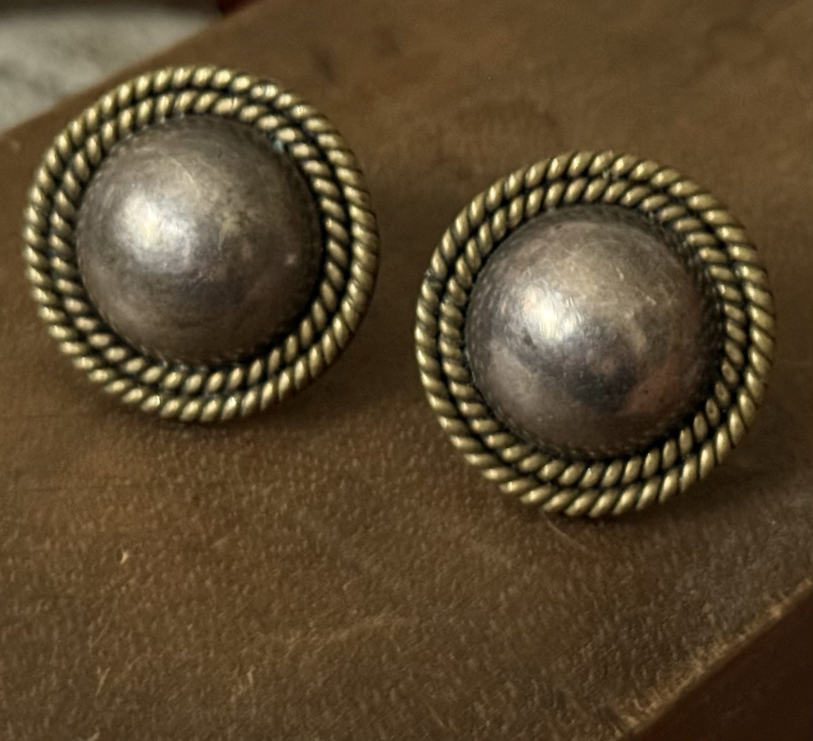 Vintage Taxco Mexico Sterling Silver Earrings Clips Dome Shaped 1980s 1990s