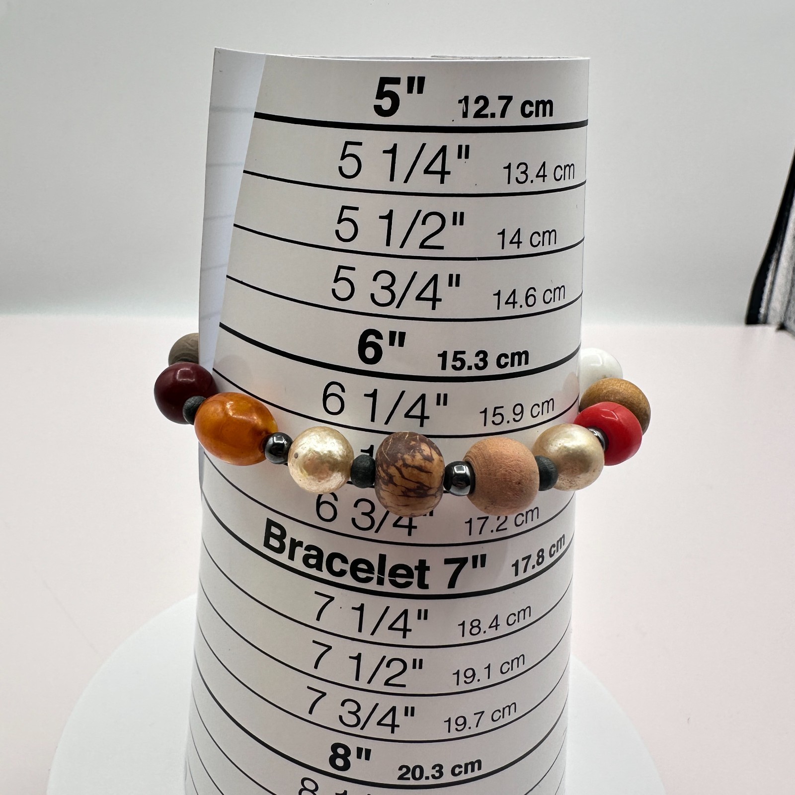 Vintage 90s Earth Tone Bead Stretch Bracelet Boho Classic Fashion Jewelry Boho