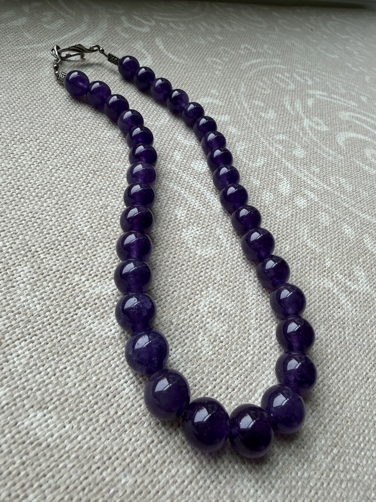 sterling silver amethyst beads necklace vintage