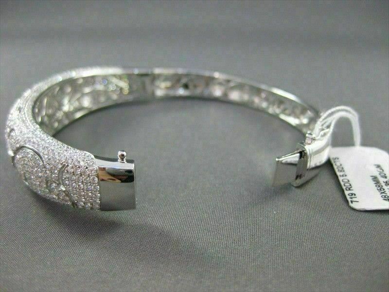 ANTIQUE WIDE 4.89CT DIAMOND 18KT W GOLD BANGLE BRACELET F VS/VVS AMAZING#G00109