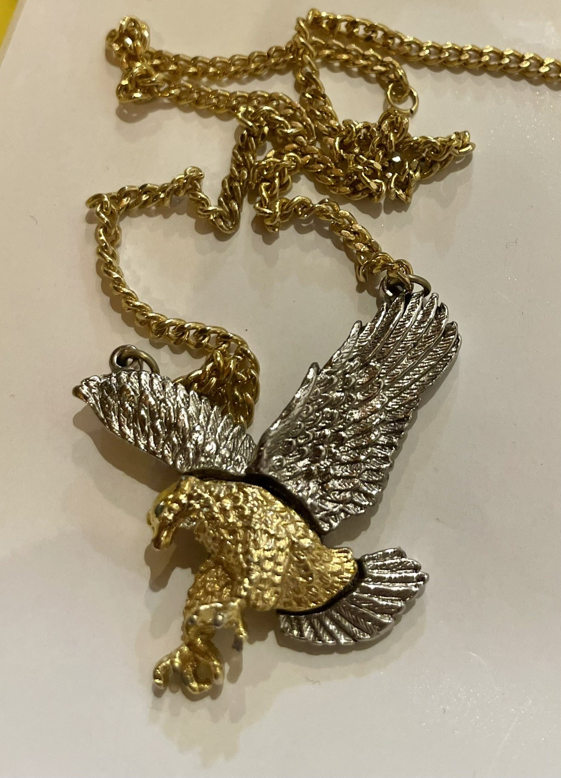 Vintage Gold Tone silver tone Mens Eagle Necklace Pendant with Chain (no clasp)