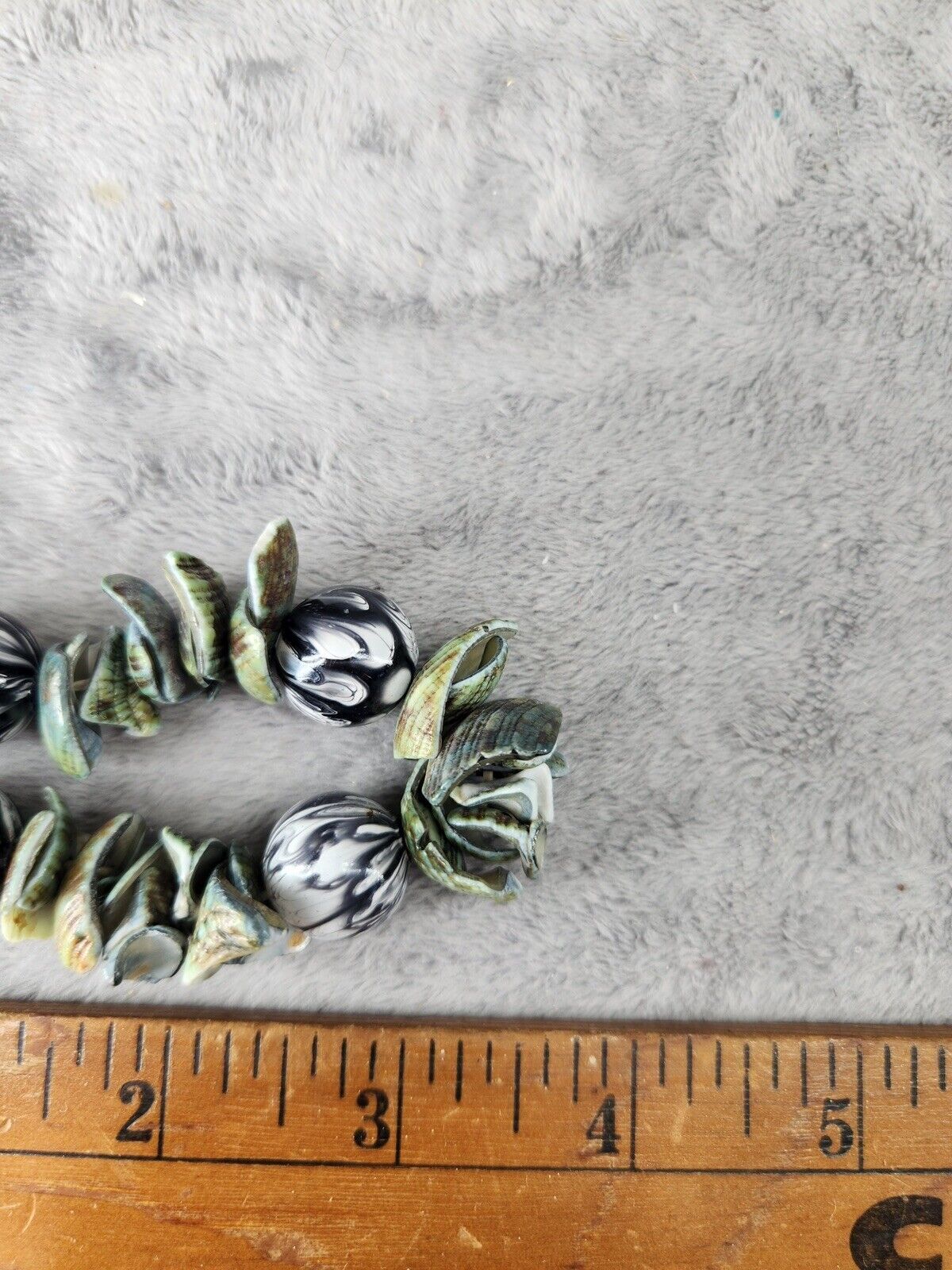 Sea Shell Chunk Bracelet Jewelry Green Natural Stretchy