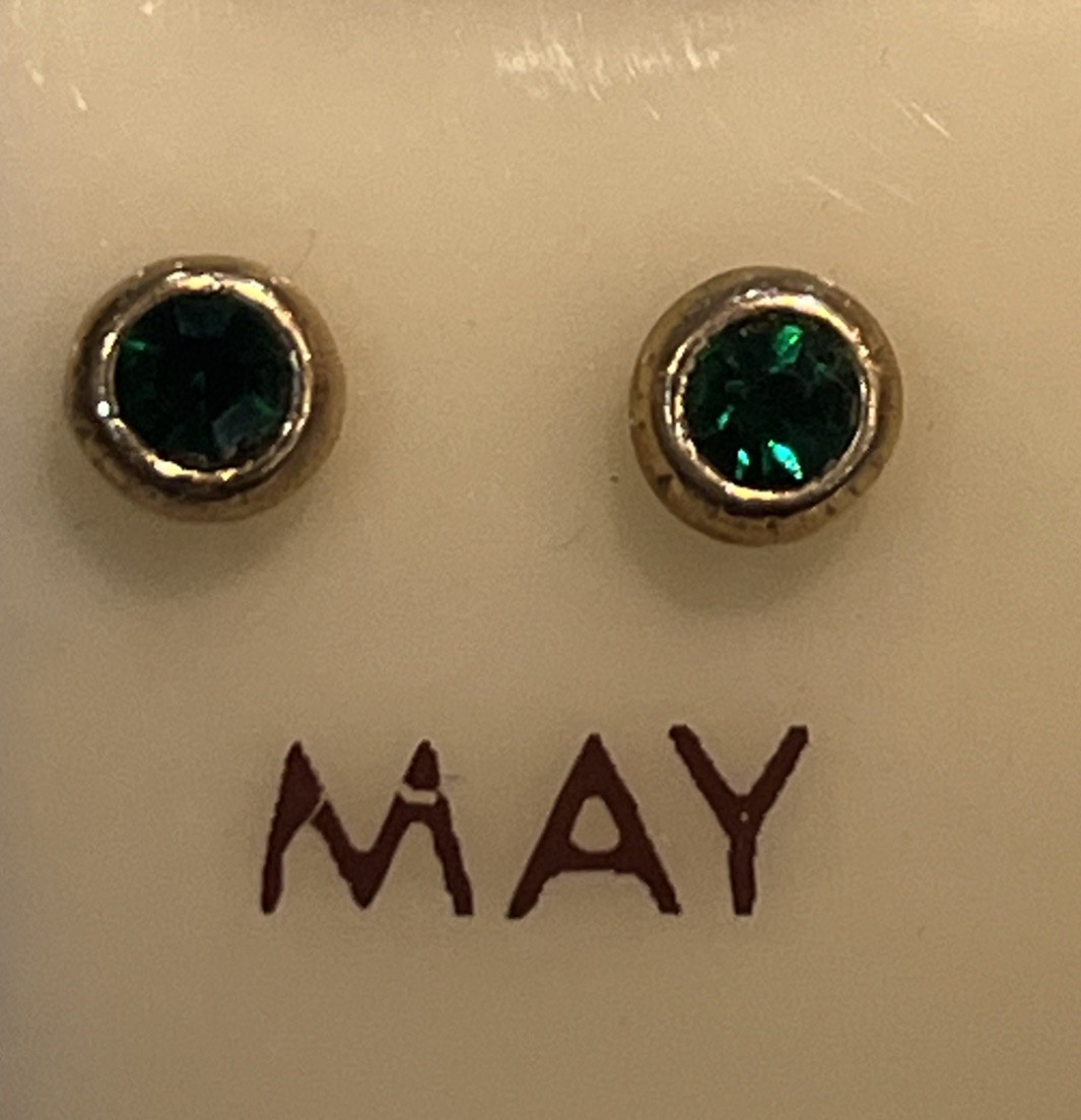 May Birthstone Earrings Gold Colored Vintage NOS