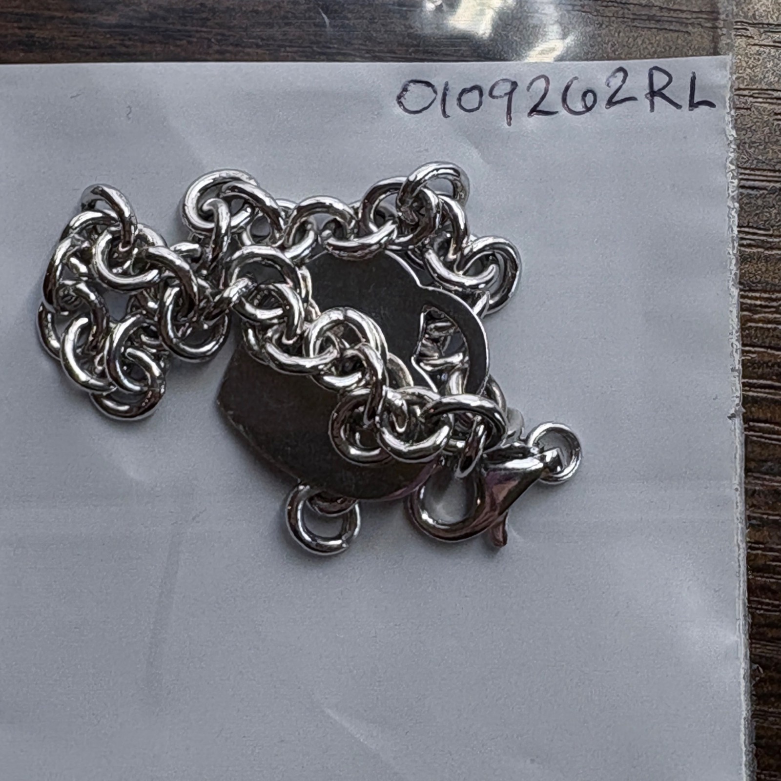 Heart Tag Round Link Chain Bracelet VTG Sterling Silver 925 Size 7.5″ Length
