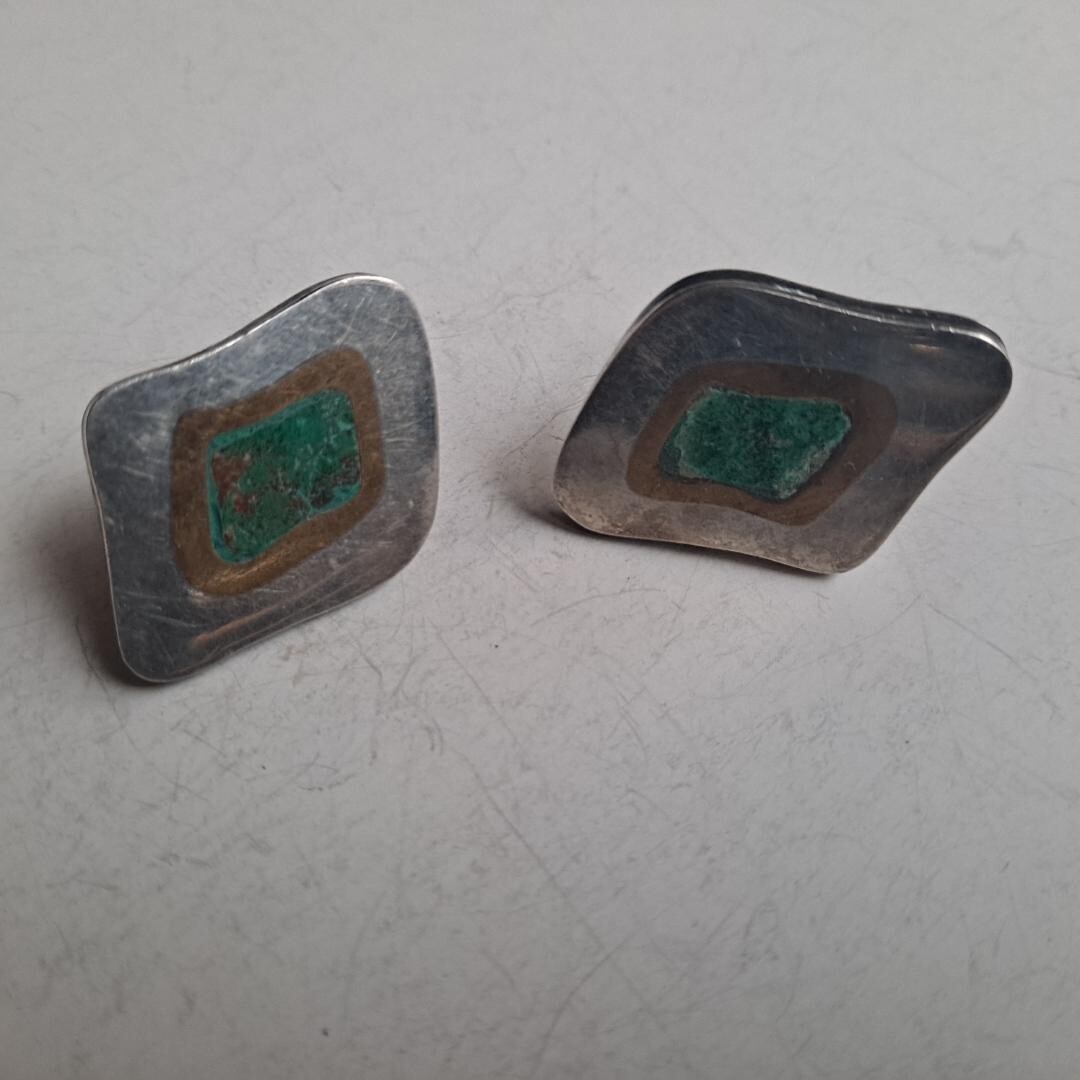 Vintage MCM Signed Mexican S.S. LOS CASTILLO Jewelry Ear Rings Taxco